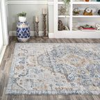 JONATHAN Y Brandy Bohemian Medallion Low-Pile Machine-Washable Cream/Terra Area Rug