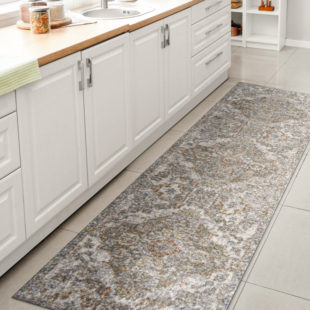 JONATHAN Y Brandy Bohemian Medallion Low-Pile Machine-Washable Cream/Terra Area Rug