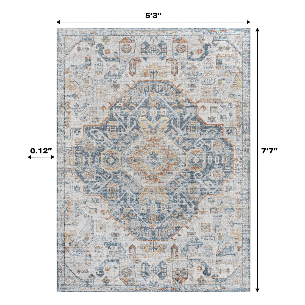 JONATHAN Y Brandy Bohemian Medallion Low-Pile Machine-Washable Cream/Terra Area Rug