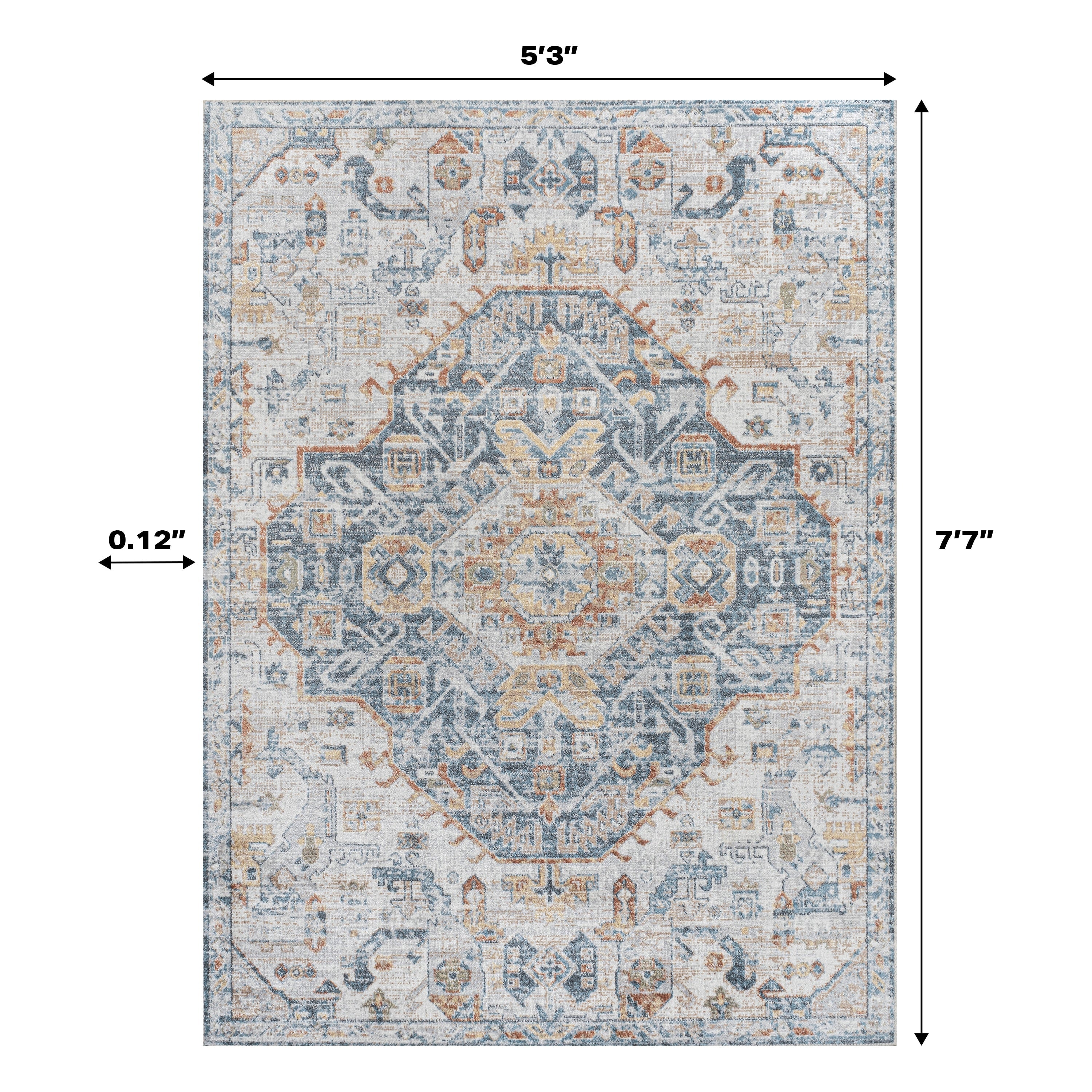 JONATHAN Y Brandy Bohemian Medallion Low-Pile Machine-Washable Cream/Terra Area Rug