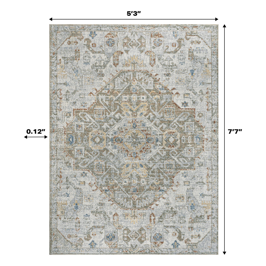 JONATHAN Y Brandy Bohemian Medallion Low-Pile Machine-Washable Cream/Terra Area Rug