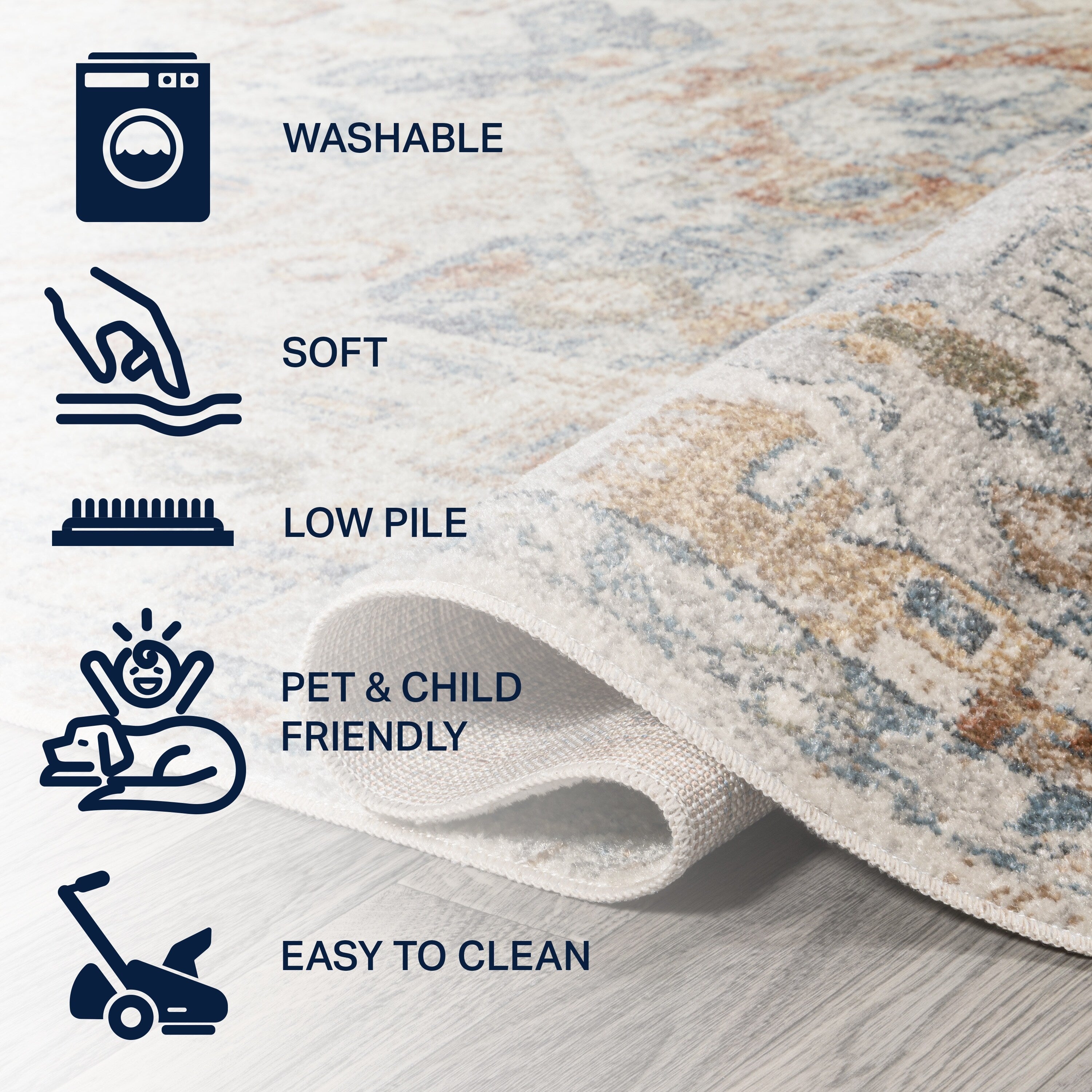 JONATHAN Y Brandy Bohemian Medallion Low-Pile Machine-Washable Cream/Terra Area Rug