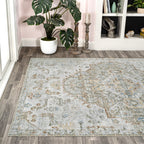 JONATHAN Y Brandy Bohemian Medallion Low-Pile Machine-Washable Cream/Terra Area Rug
