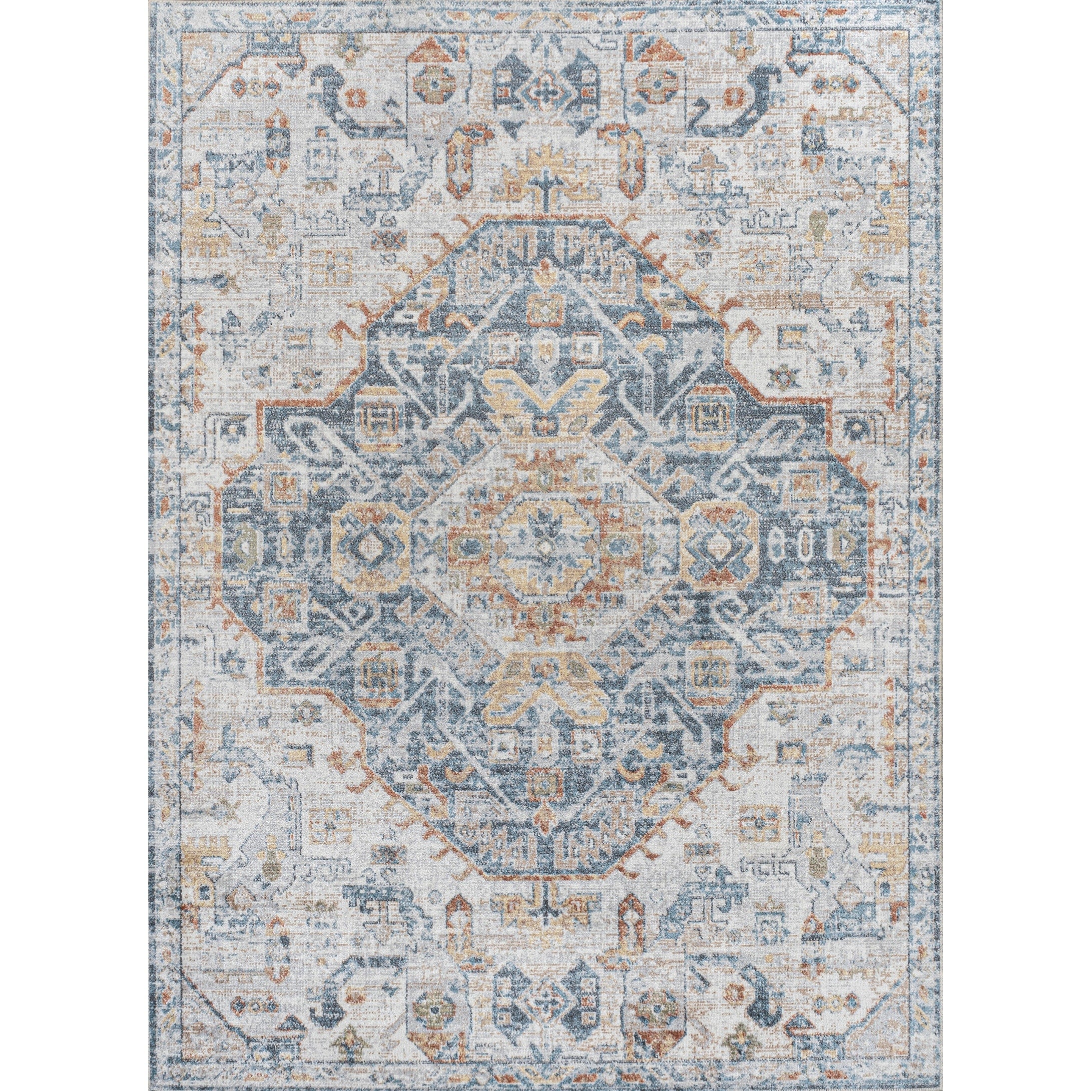 JONATHAN Y Brandy Bohemian Medallion Low-Pile Machine-Washable Cream/Terra Area Rug