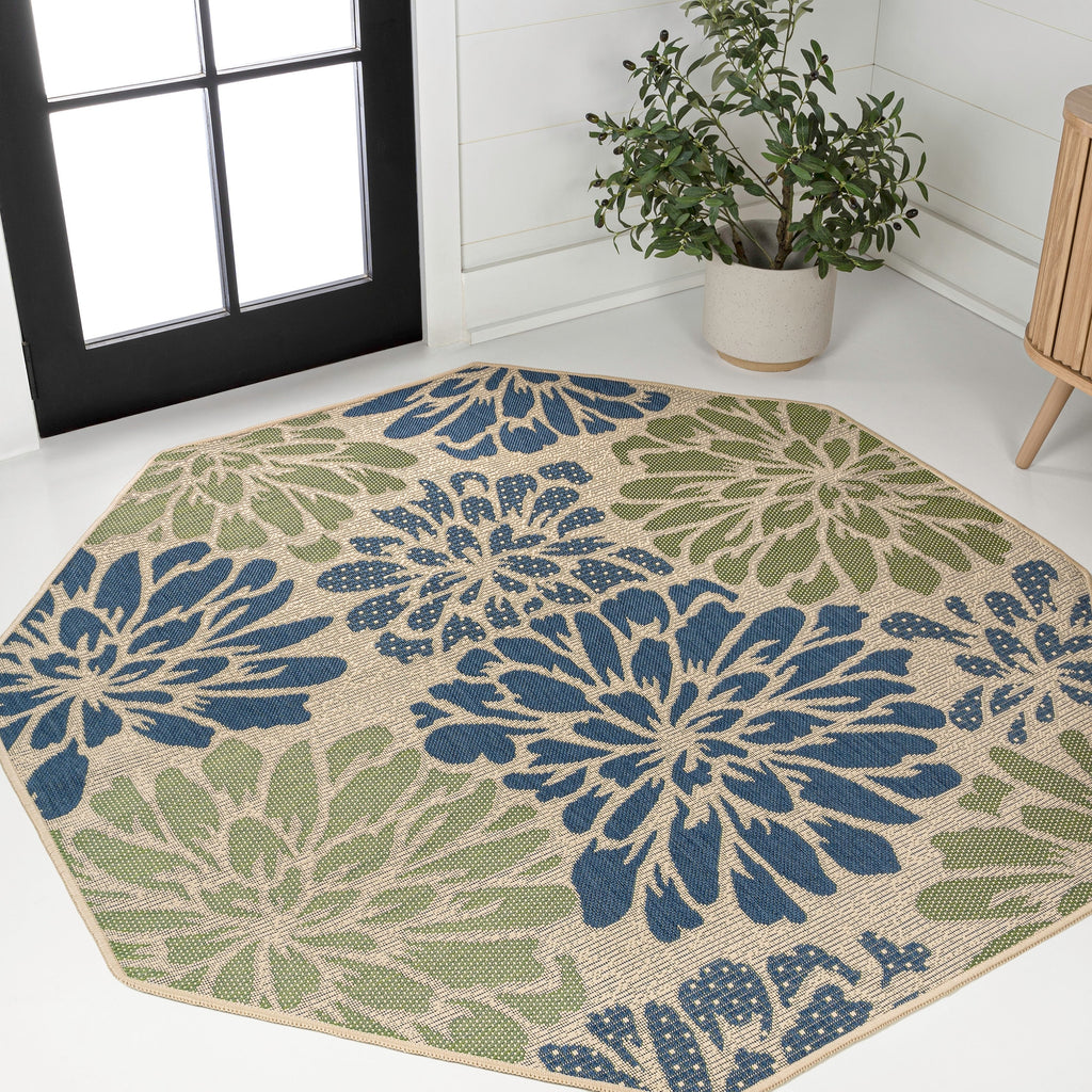 JONATHAN Y Floral Textured Weave Indoor/Outdoor Area Rug