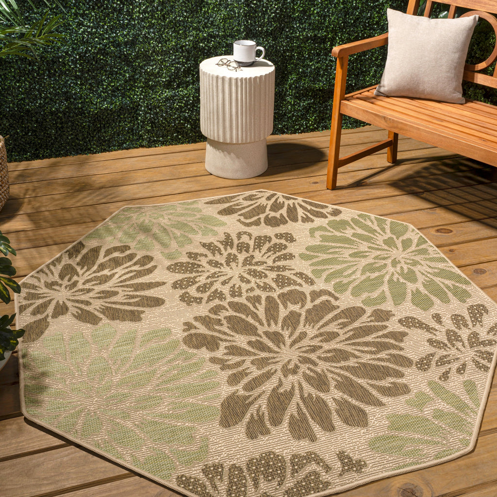 JONATHAN Y Floral Textured Weave Indoor/Outdoor Area Rug