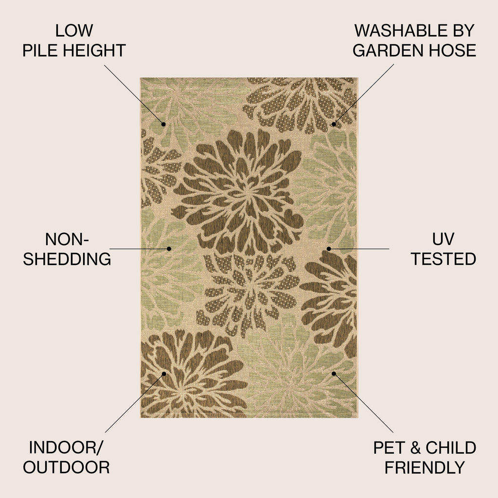 JONATHAN Y Floral Textured Weave Indoor/Outdoor Area Rug