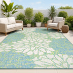 JONATHAN Y Floral Textured Weave Indoor/Outdoor Area Rug
