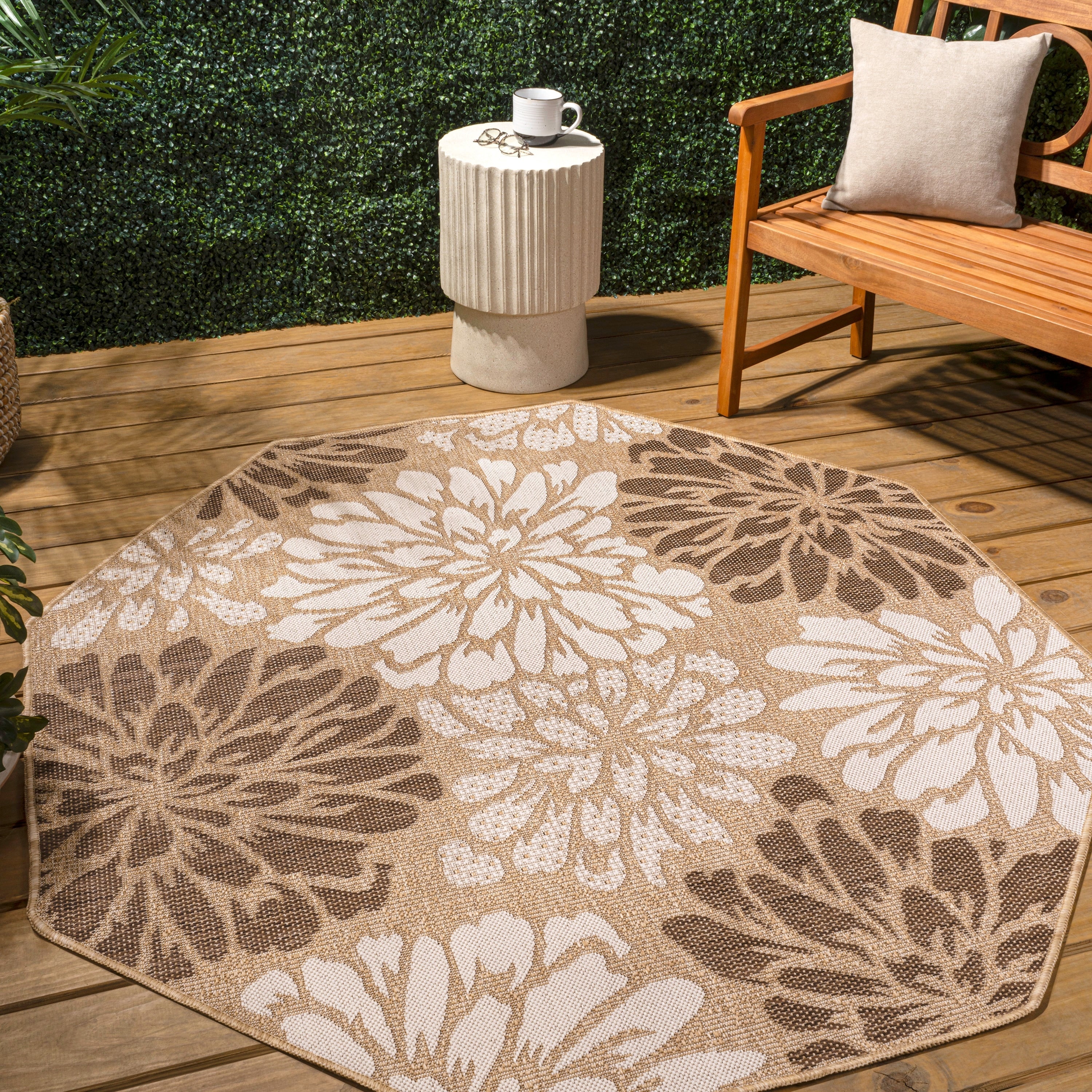 JONATHAN Y Floral Textured Weave Indoor/Outdoor Area Rug