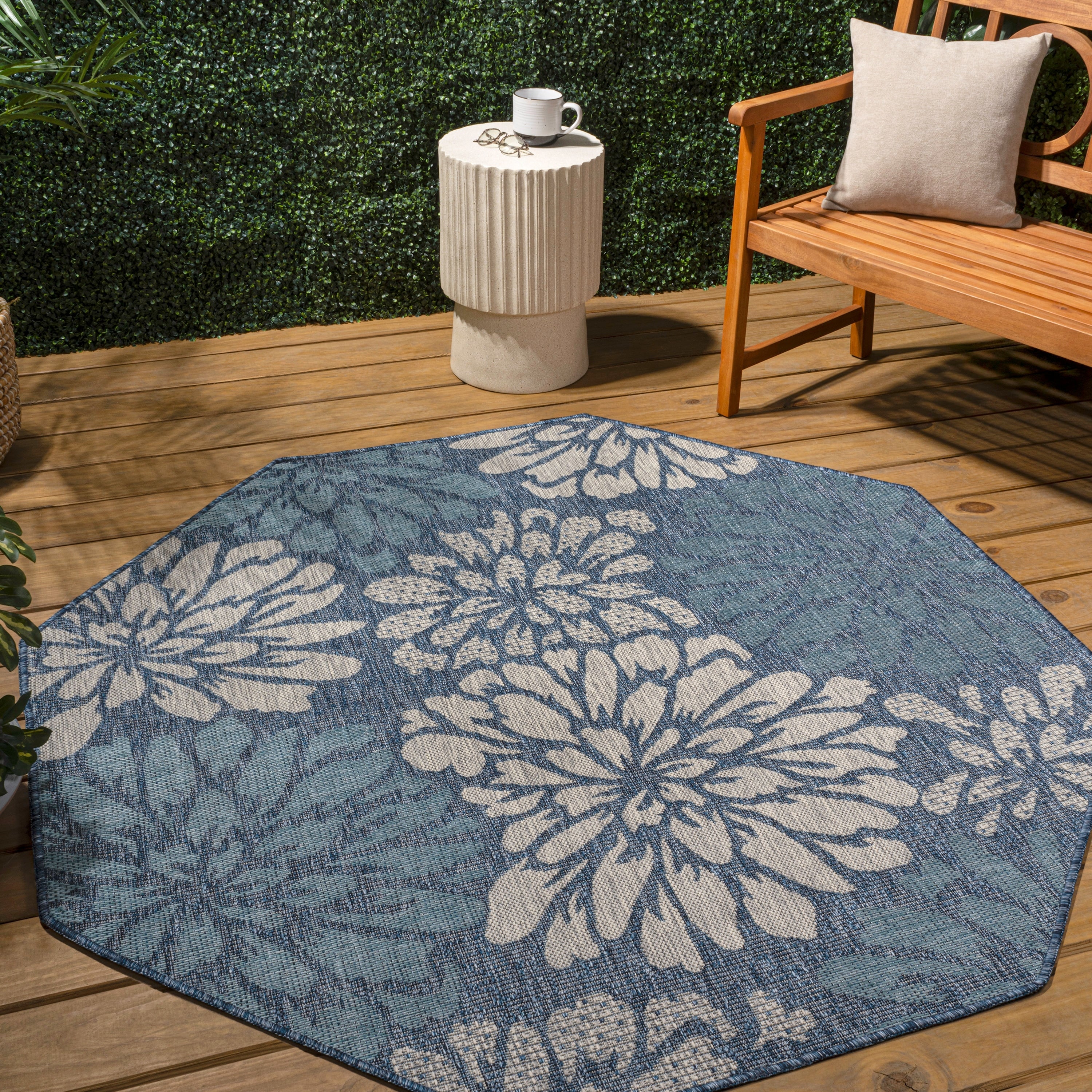 JONATHAN Y Floral Textured Weave Indoor/Outdoor Area Rug