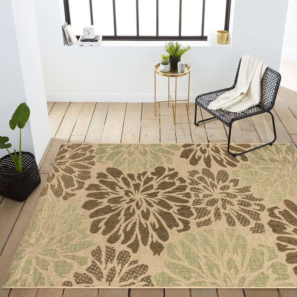 JONATHAN Y Floral Textured Weave Indoor/Outdoor Area Rug