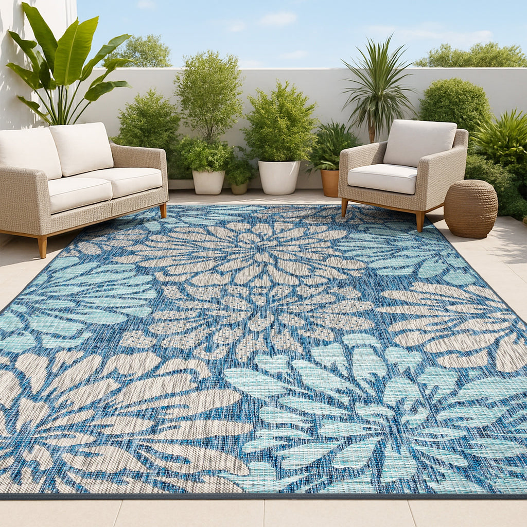 JONATHAN Y Floral Textured Weave Indoor/Outdoor Area Rug