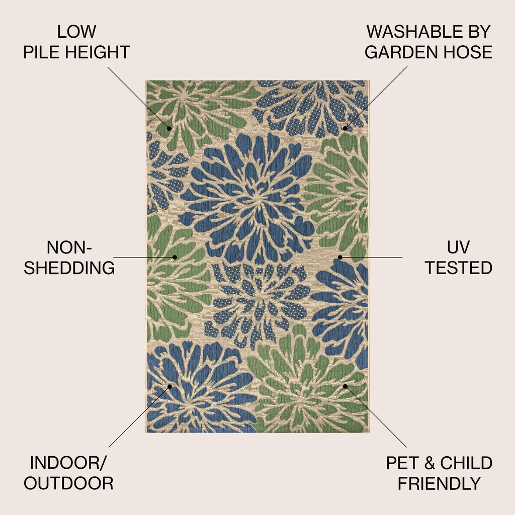 JONATHAN Y Floral Textured Weave Indoor/Outdoor Area Rug