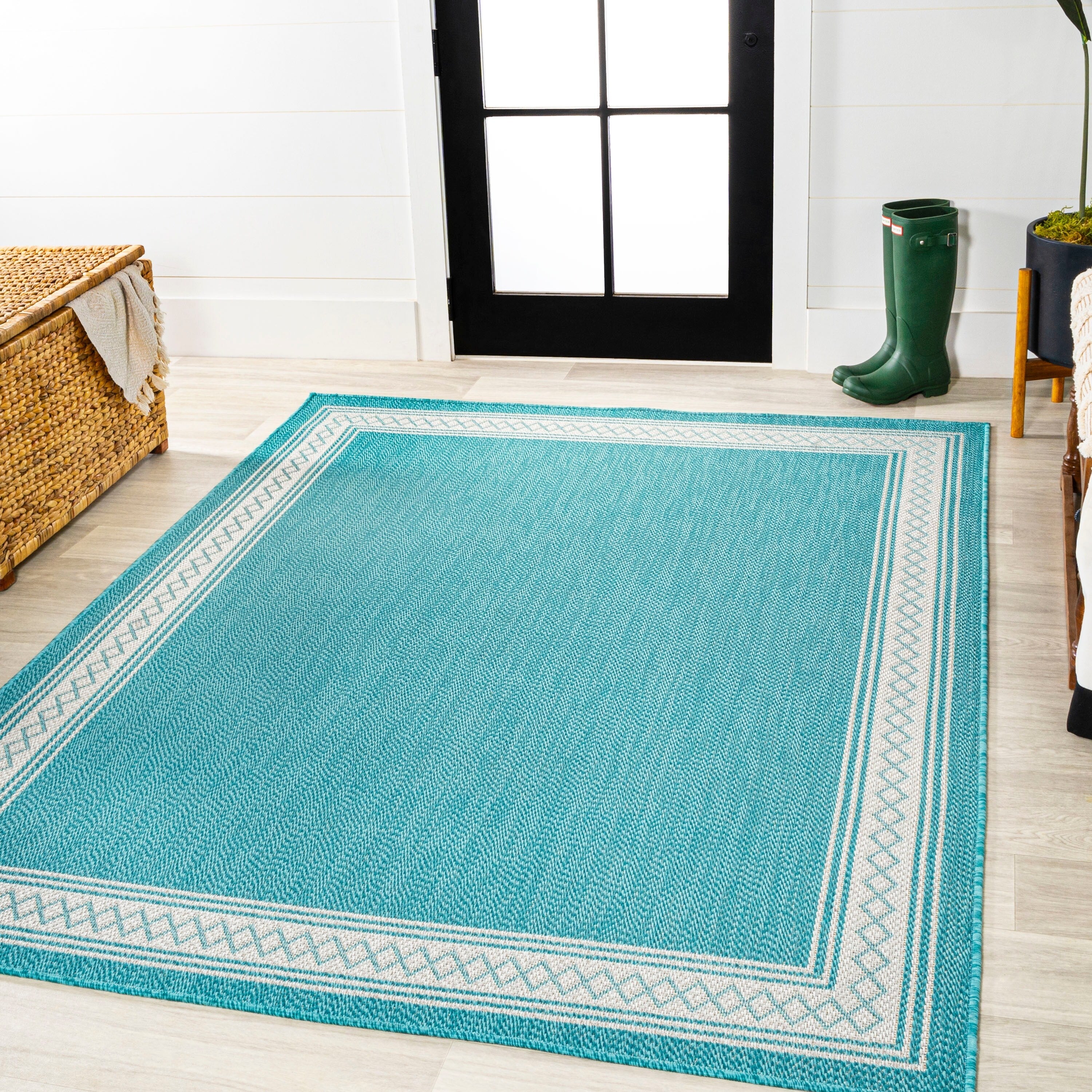 JONATHAN Y Havana Classic Diamond Border Indoor/Outdoor Area Rug