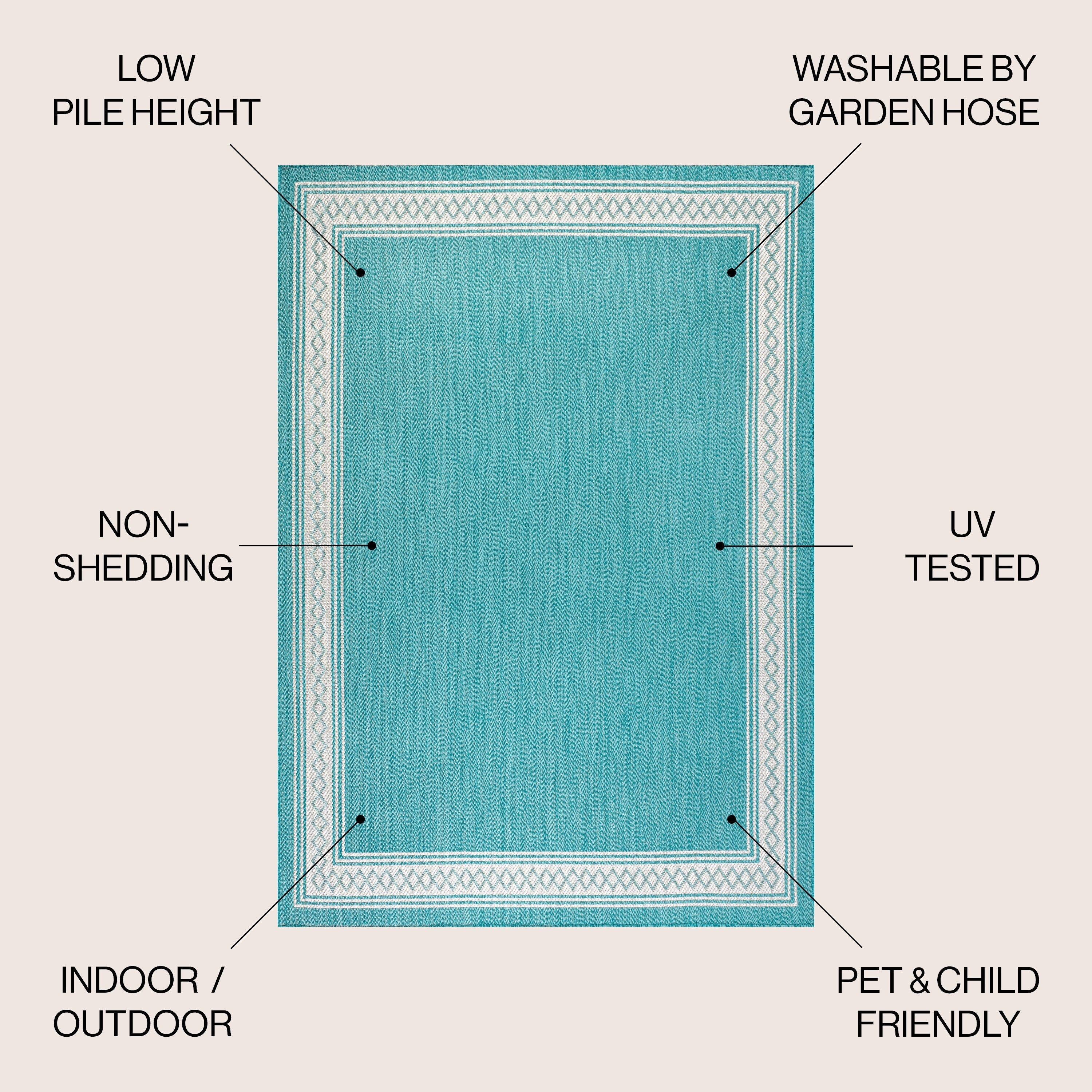 JONATHAN Y Havana Classic Diamond Border Indoor/Outdoor Area Rug