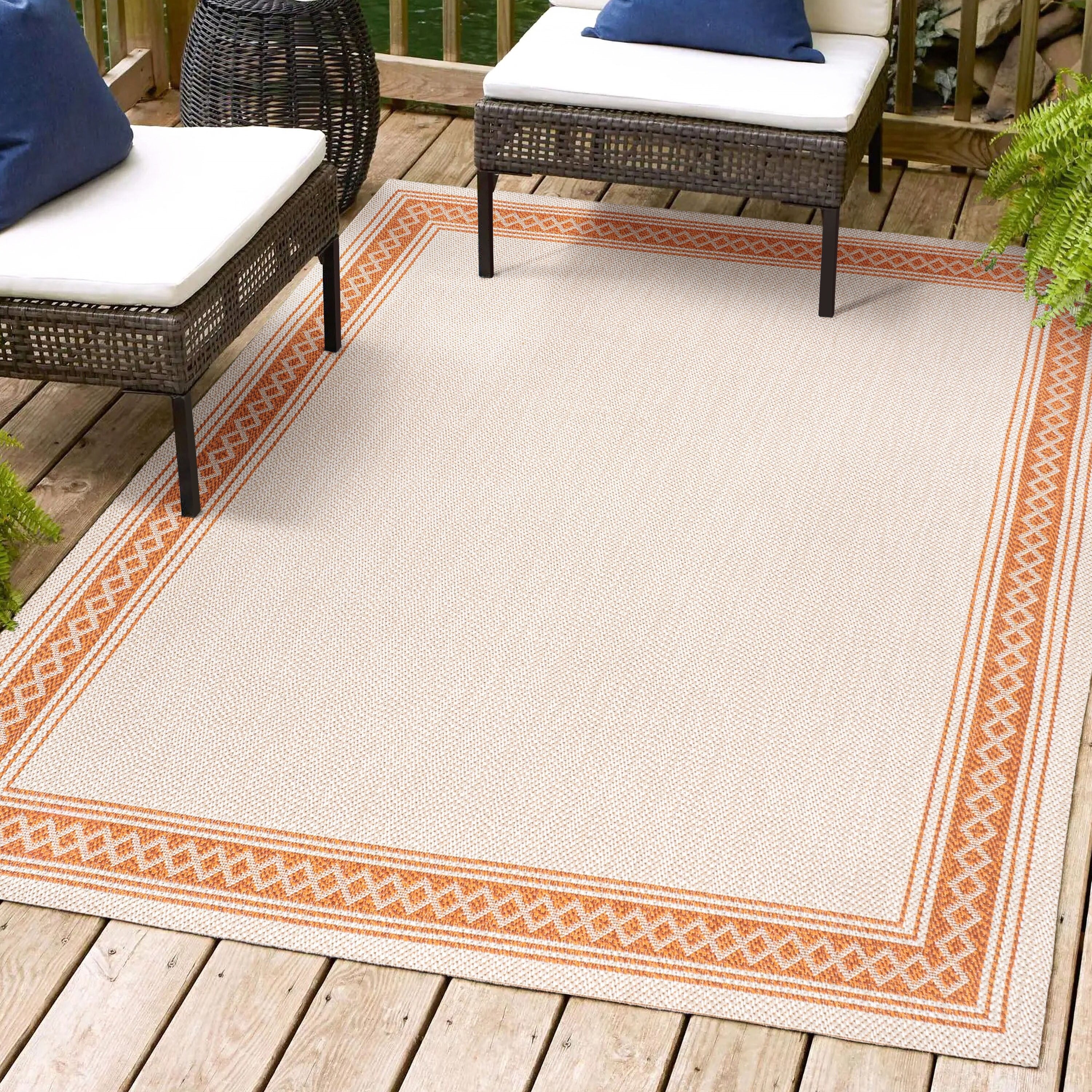 JONATHAN Y Havana Classic Diamond Border Indoor/Outdoor Area Rug