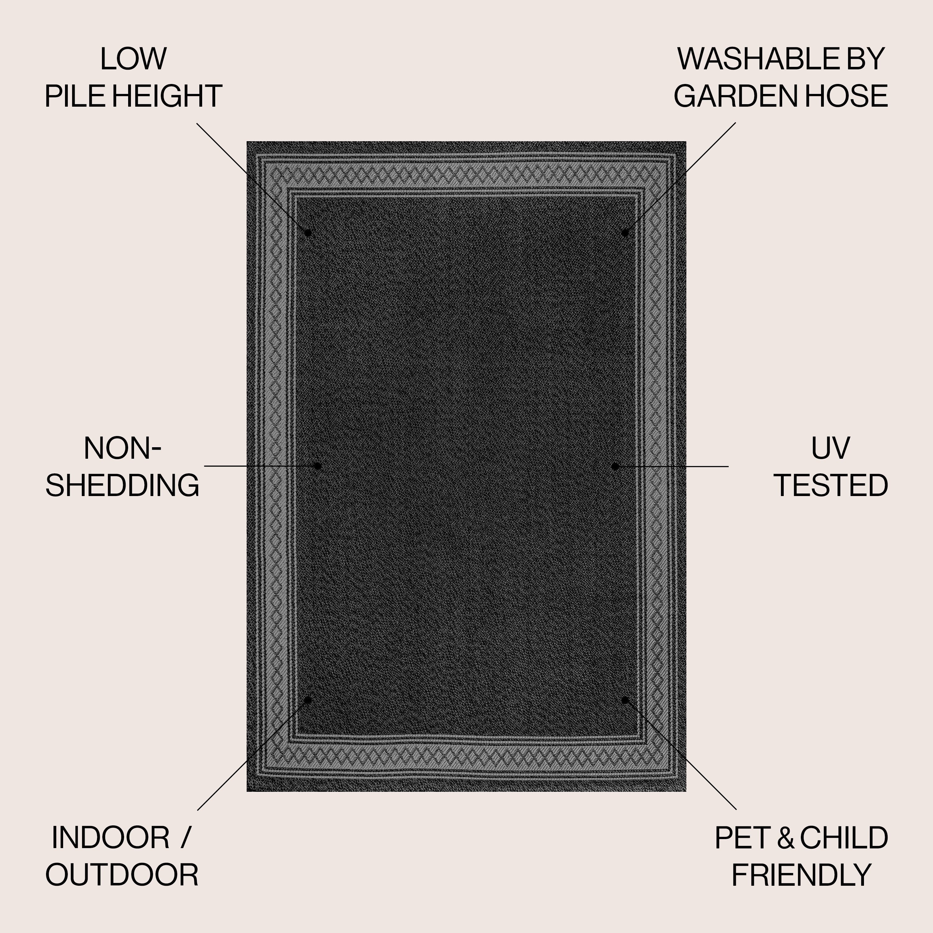 JONATHAN Y Havana Classic Diamond Border Indoor/Outdoor Area Rug