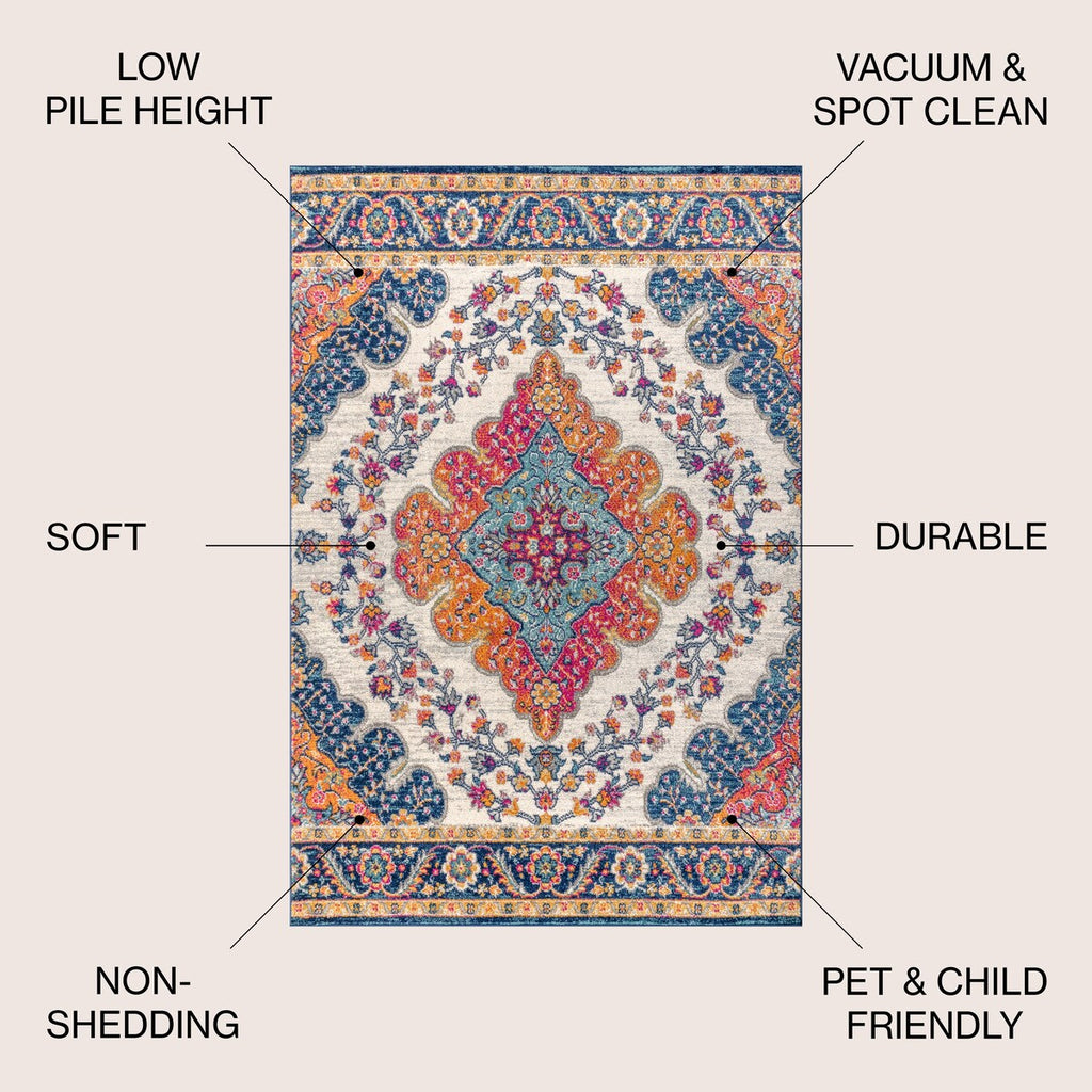 JONATHAN Y Inigo FLAIR Boho Vintage Medallion Area Rug
