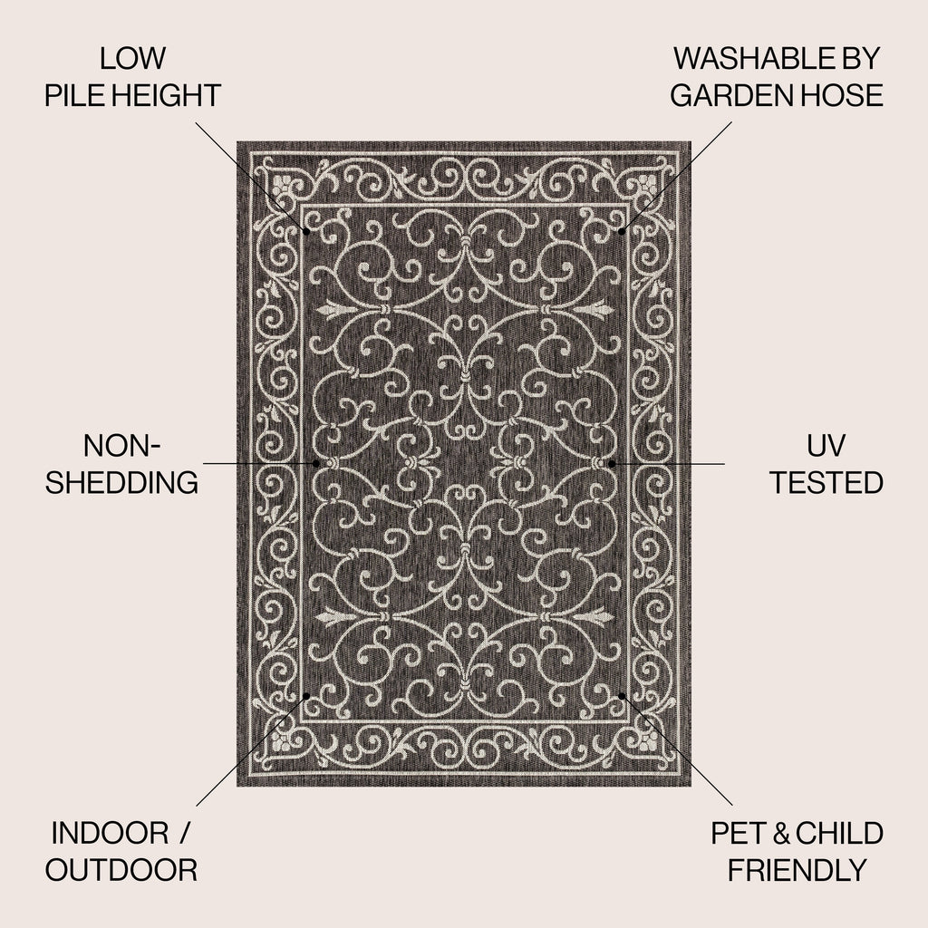 JONATHAN Y Filigree Textured Weave Indoor/Outdoor Area Rug