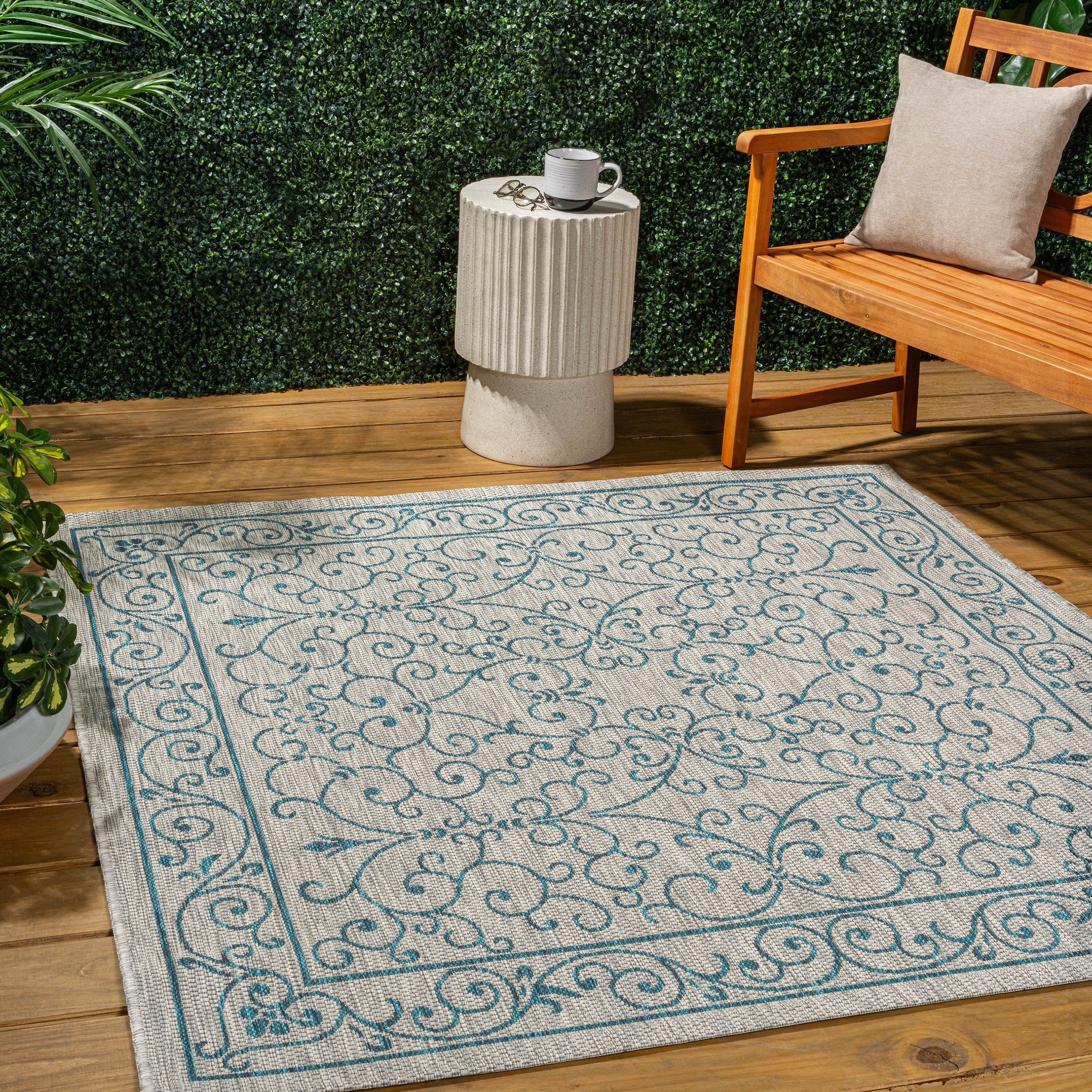JONATHAN Y Filigree Textured Weave Indoor/Outdoor Area Rug