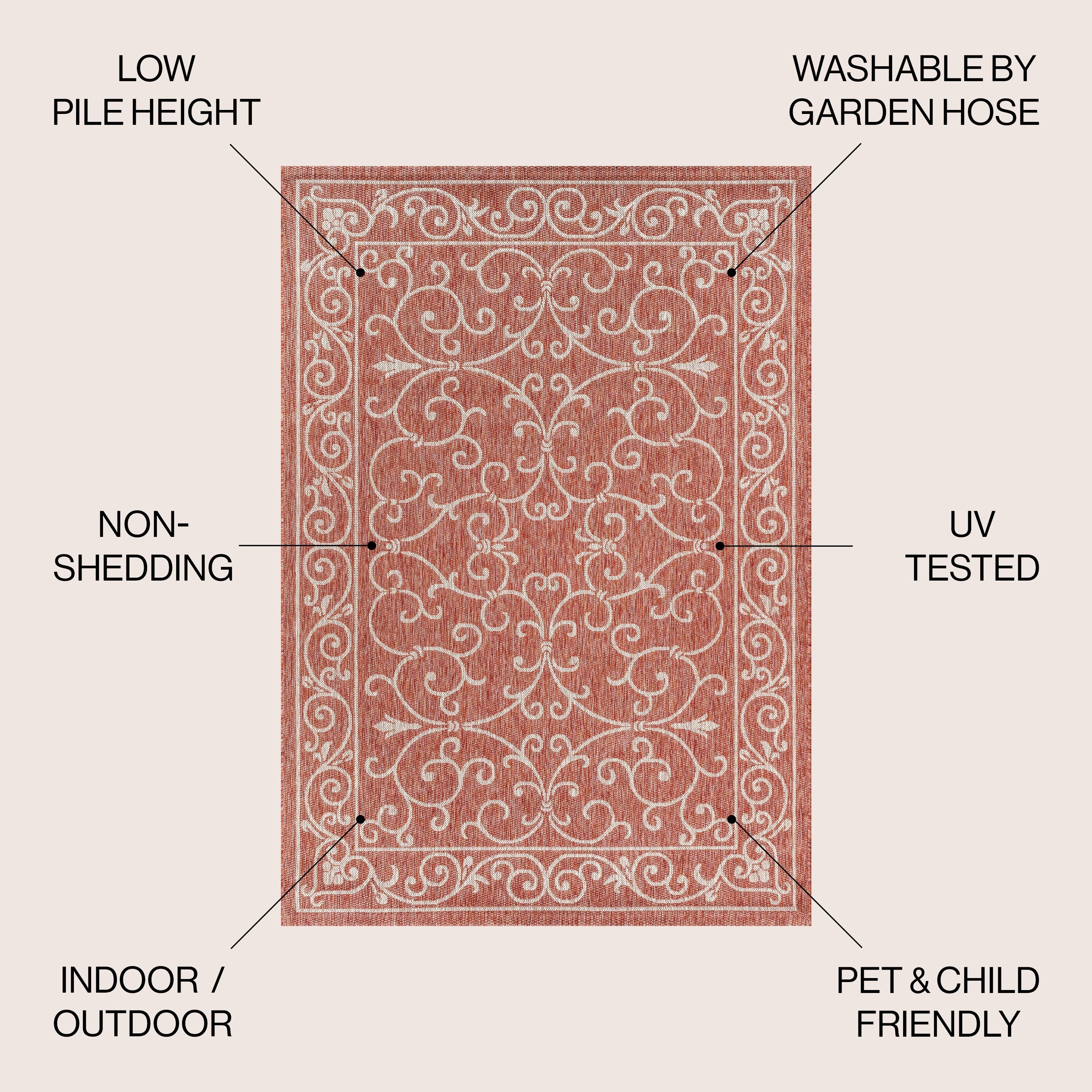 JONATHAN Y Filigree Textured Weave Indoor/Outdoor Area Rug