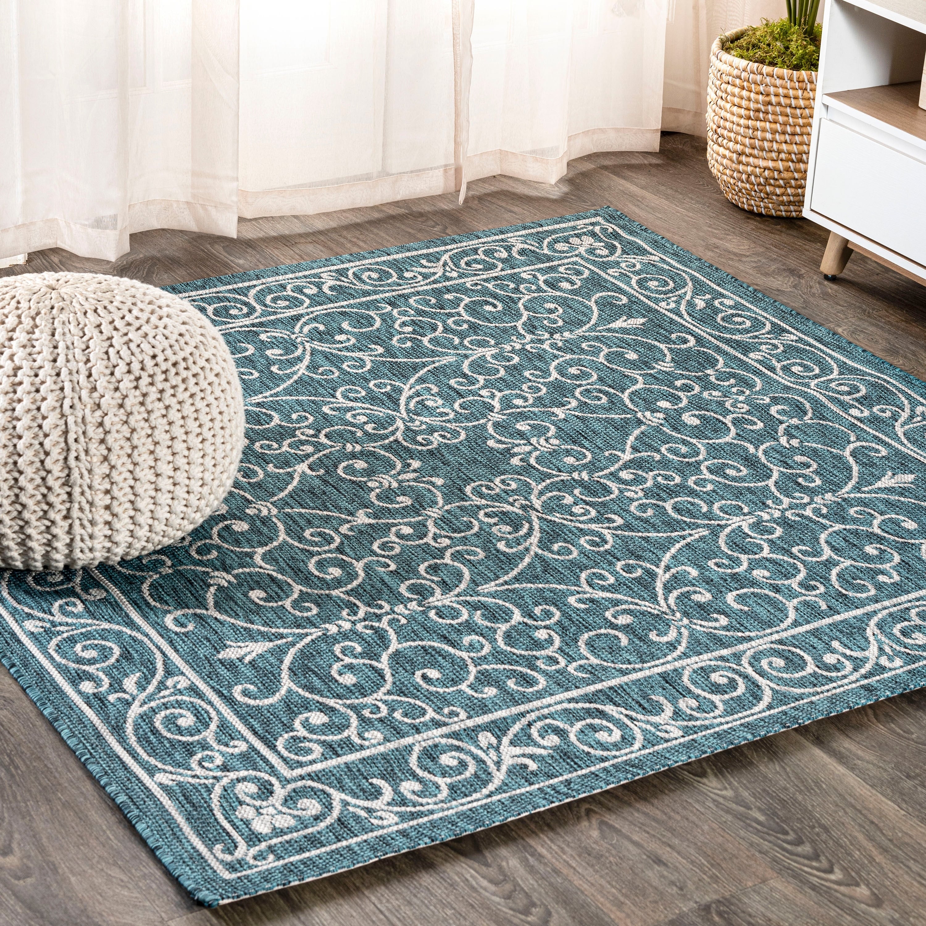 JONATHAN Y Filigree Textured Weave Indoor/Outdoor Area Rug
