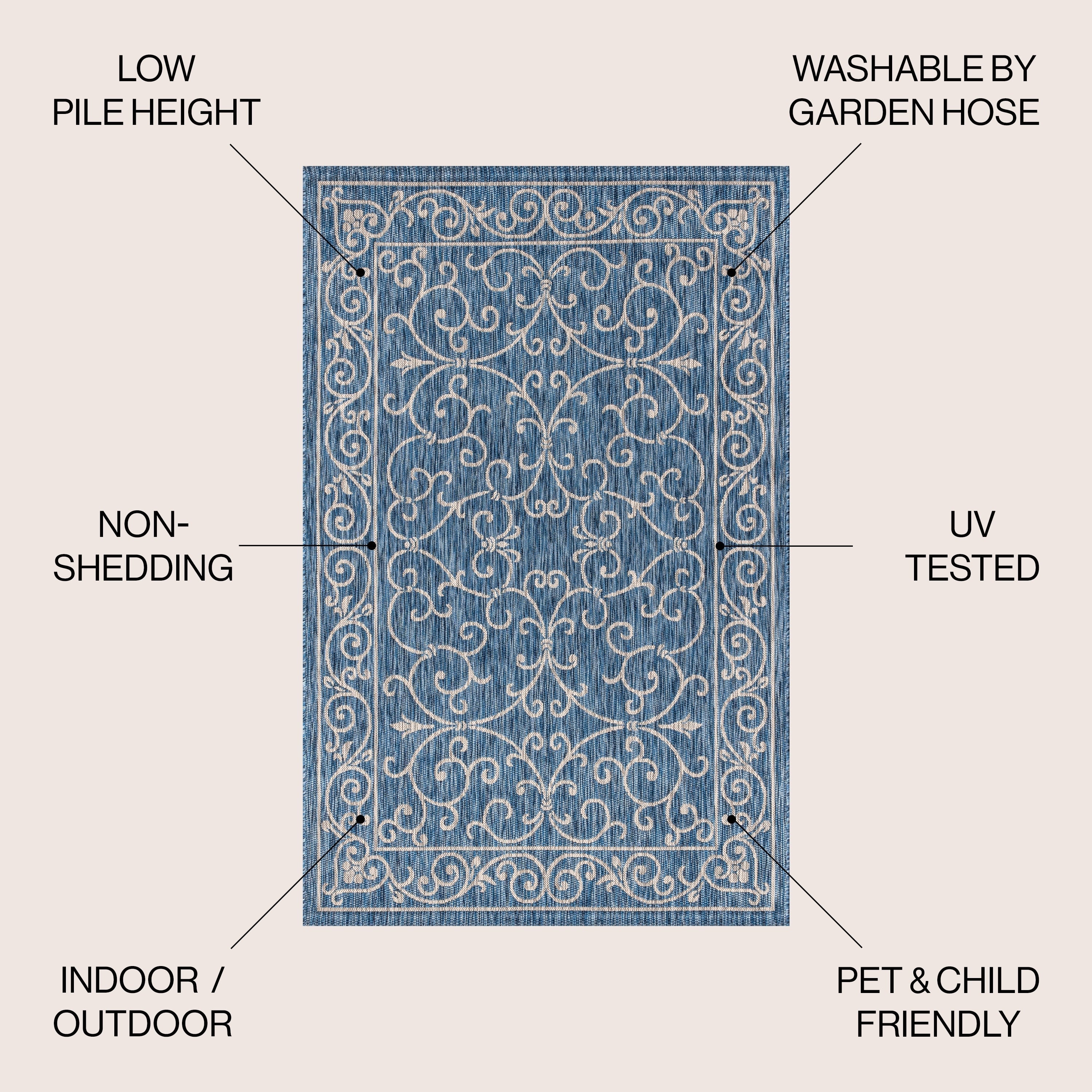 JONATHAN Y Filigree Textured Weave Indoor/Outdoor Area Rug