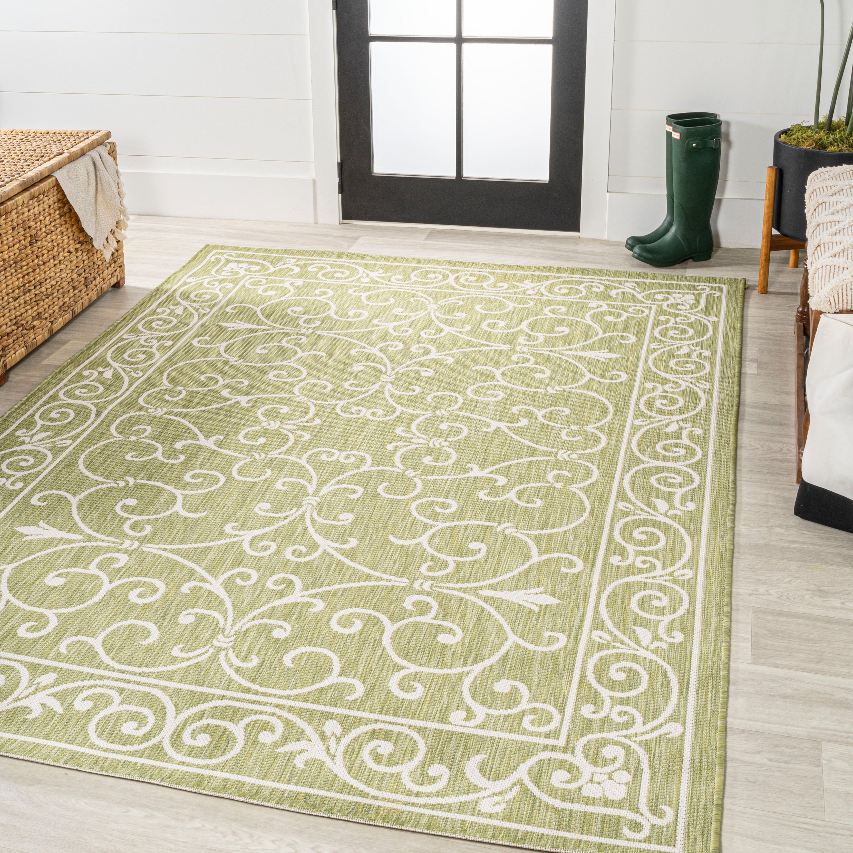 JONATHAN Y Filigree Textured Weave Indoor/Outdoor Area Rug