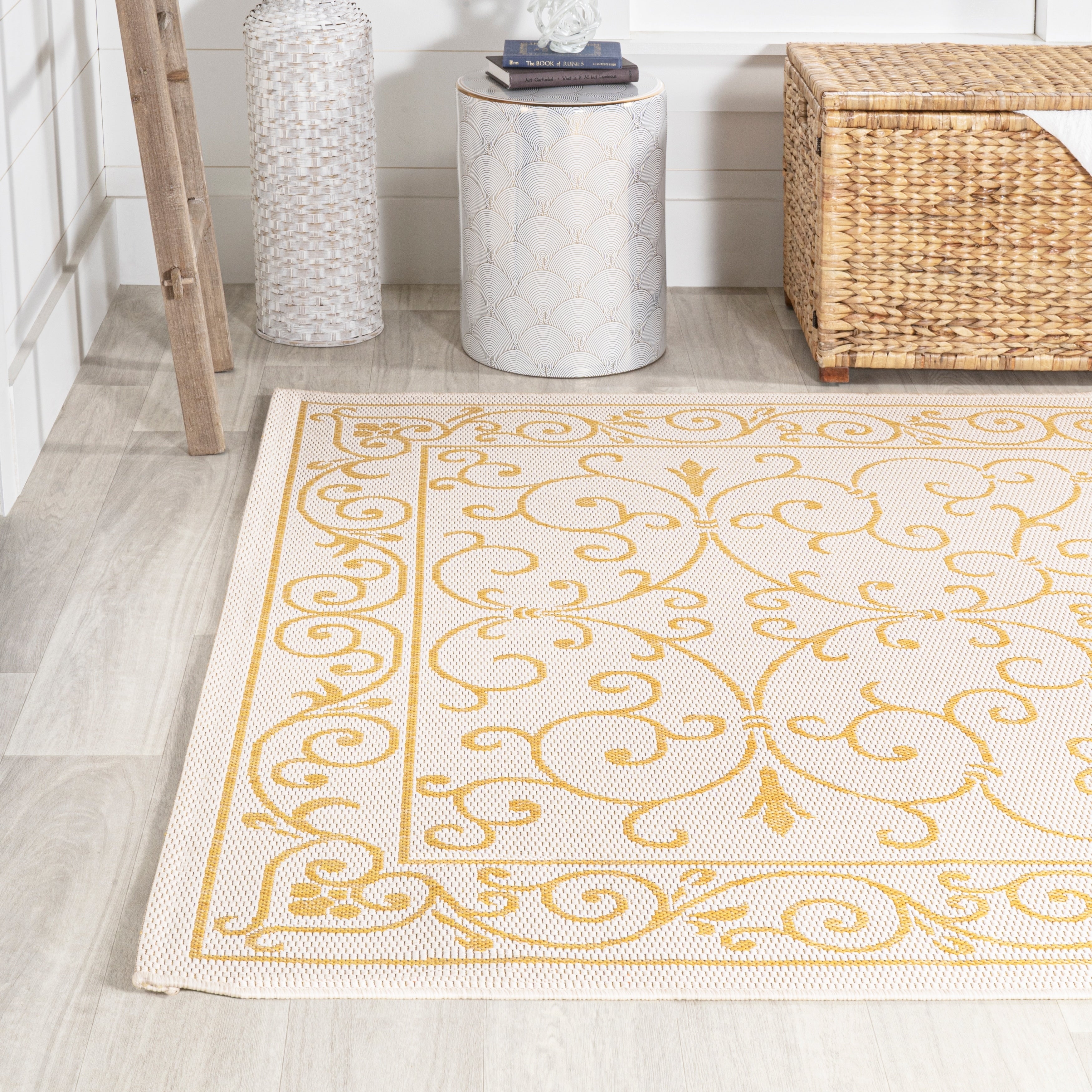 JONATHAN Y Filigree Textured Weave Indoor/Outdoor Area Rug