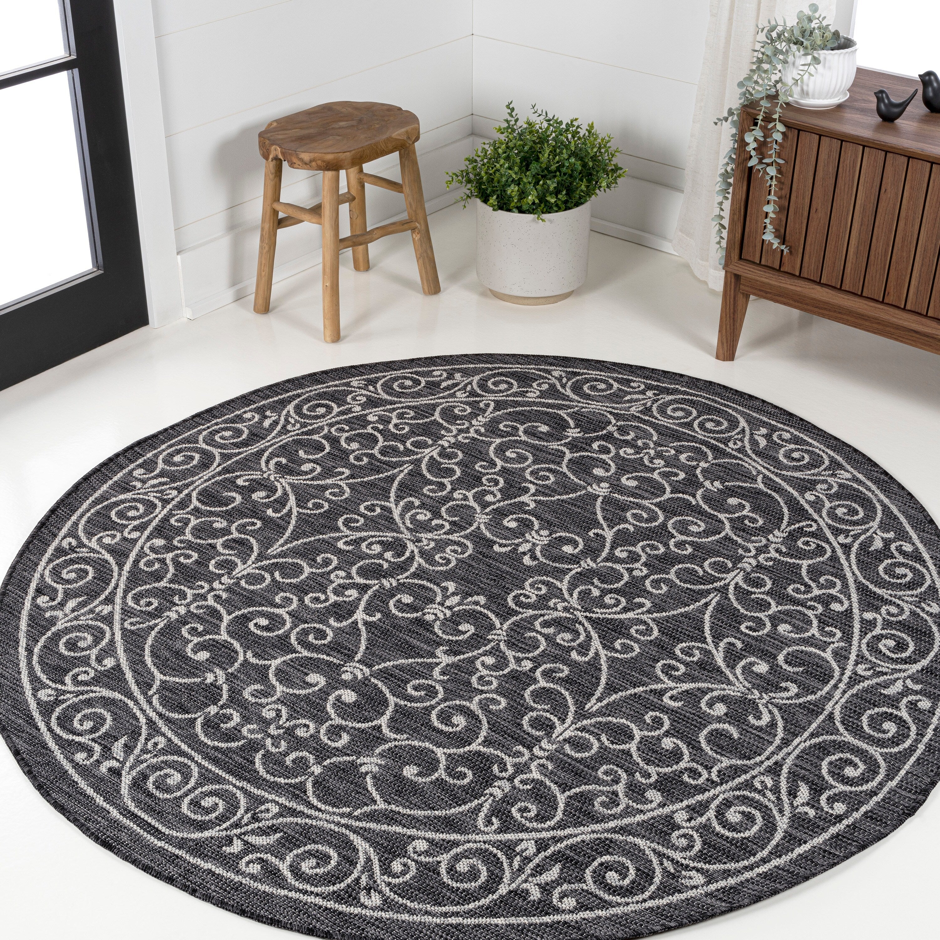 JONATHAN Y Filigree Textured Weave Indoor/Outdoor Area Rug