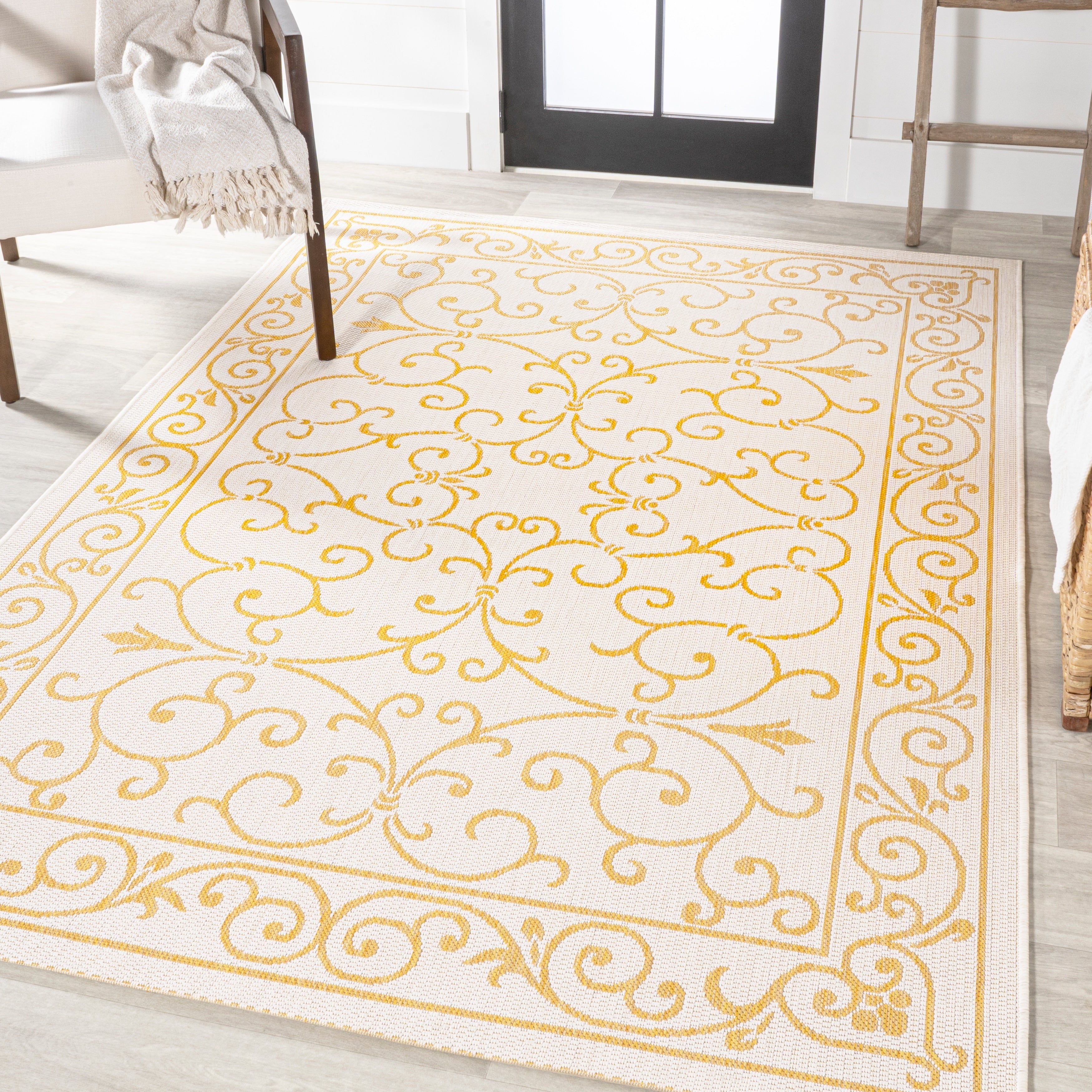 JONATHAN Y Filigree Textured Weave Indoor/Outdoor Area Rug