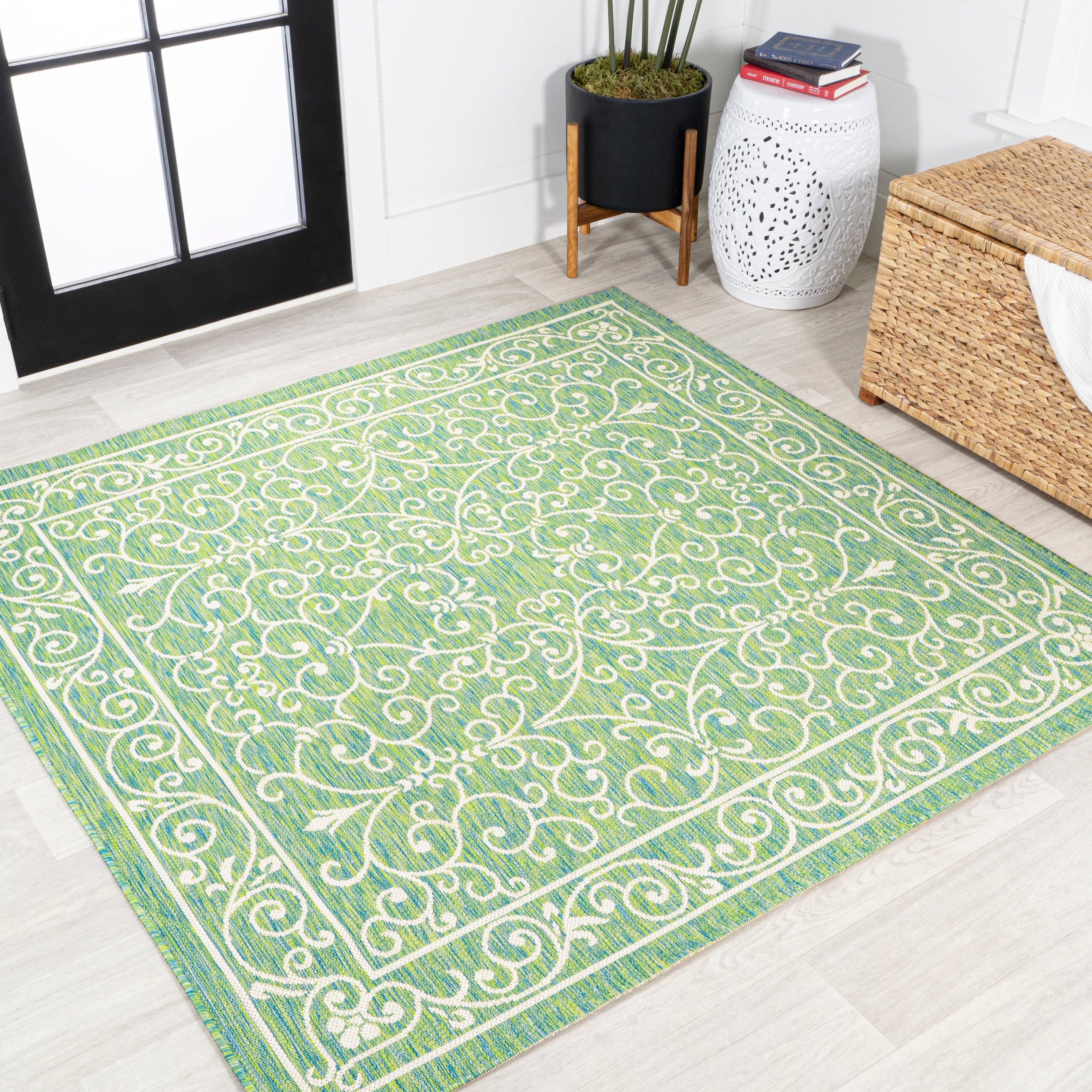 JONATHAN Y Filigree Textured Weave Indoor/Outdoor Area Rug