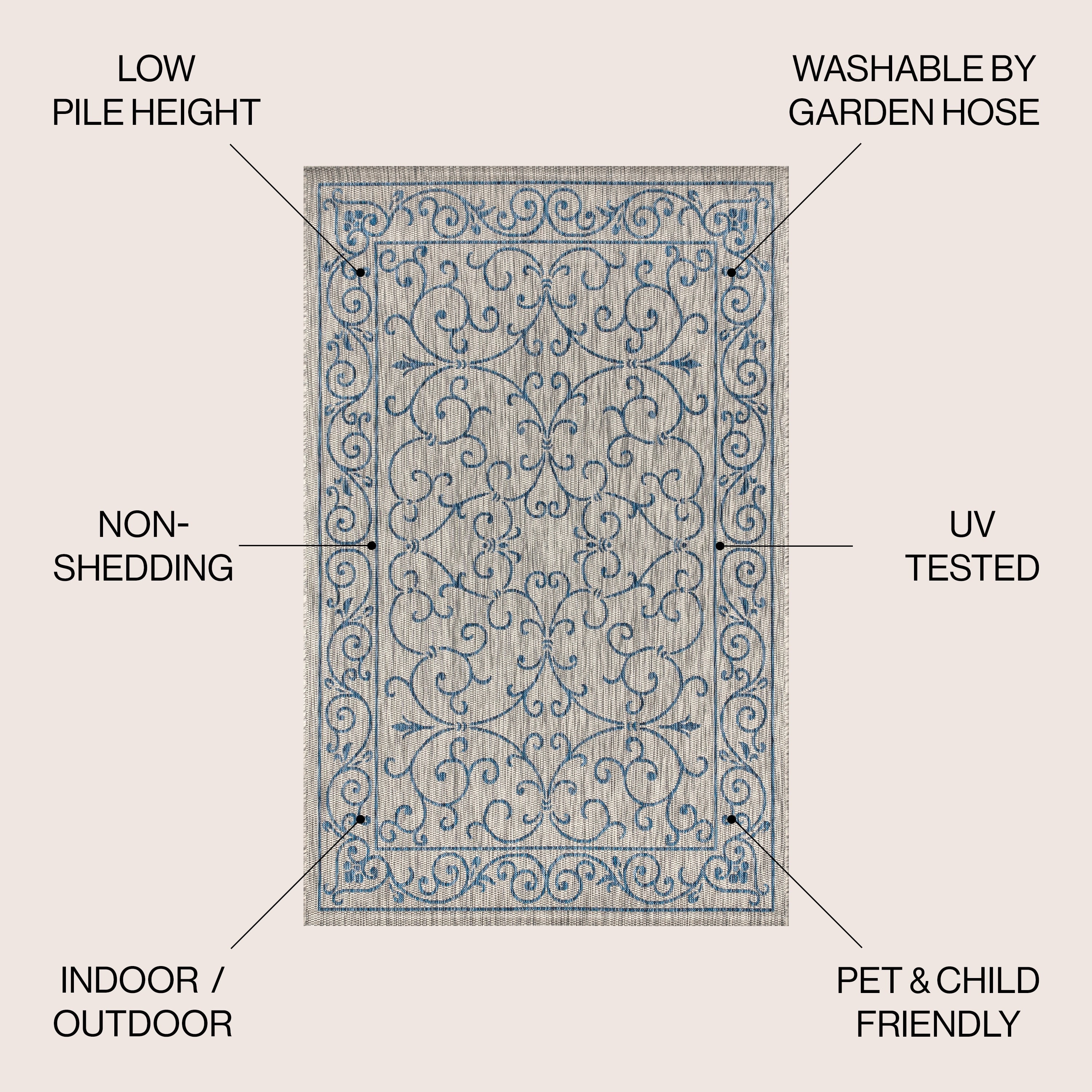 JONATHAN Y Filigree Textured Weave Indoor/Outdoor Area Rug