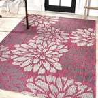 JONATHAN Y Floral Textured Weave Indoor/Outdoor Area Rug