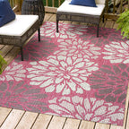 JONATHAN Y Floral Textured Weave Indoor/Outdoor Area Rug