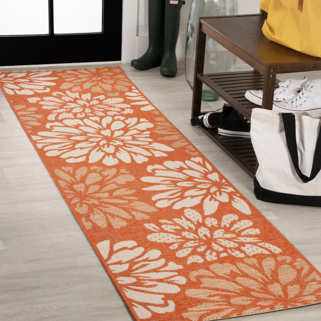 JONATHAN Y Floral Textured Weave Indoor/Outdoor Area Rug