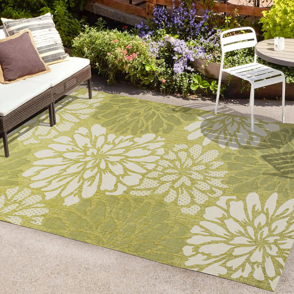 JONATHAN Y Floral Textured Weave Indoor/Outdoor Area Rug