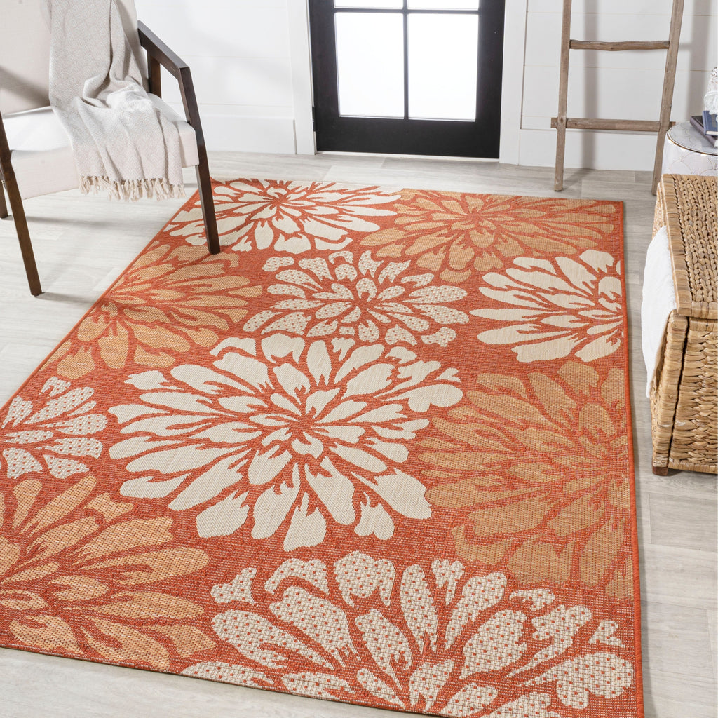 JONATHAN Y Floral Textured Weave Indoor/Outdoor Area Rug