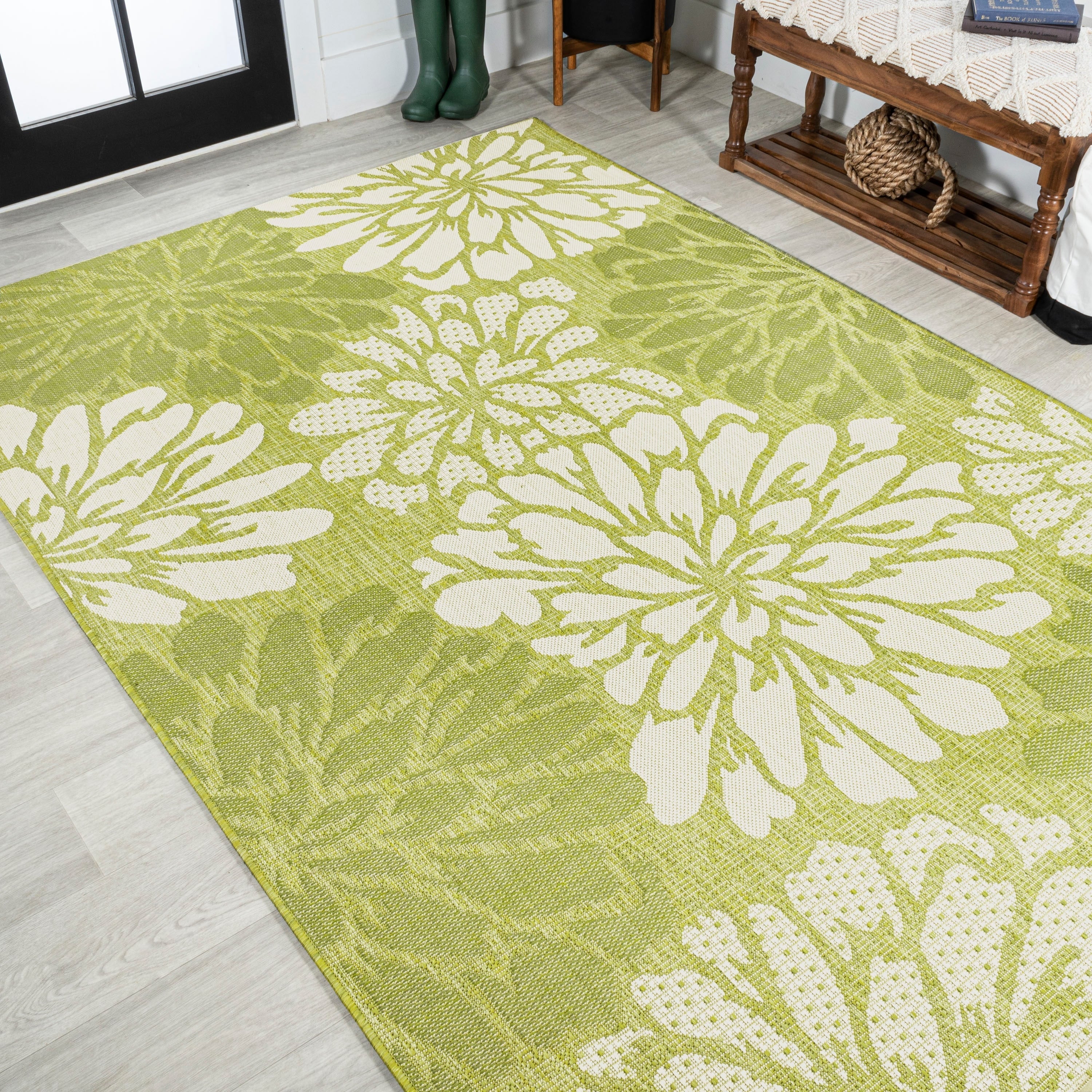JONATHAN Y Floral Textured Weave Indoor/Outdoor Area Rug