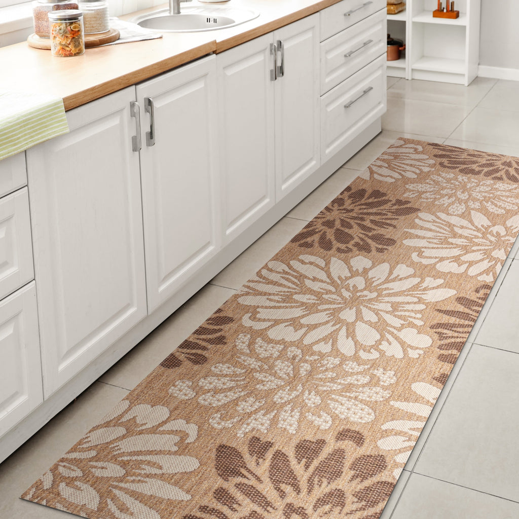 JONATHAN Y Floral Textured Weave Indoor/Outdoor Area Rug