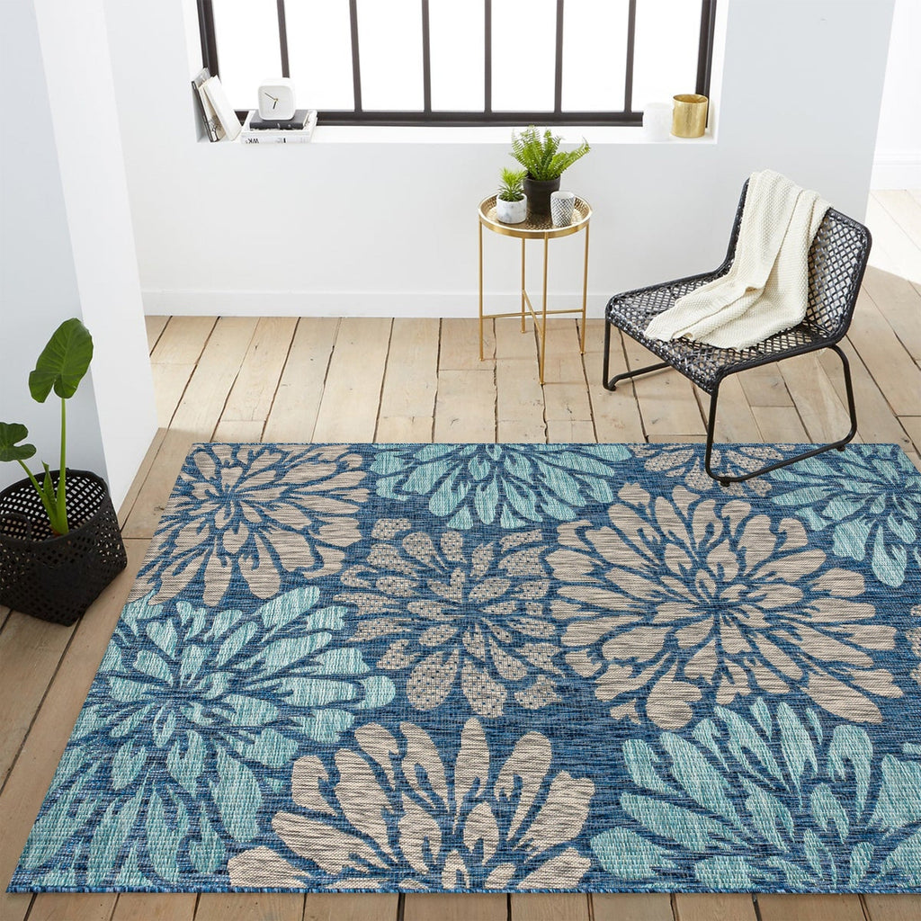 JONATHAN Y Floral Textured Weave Indoor/Outdoor Area Rug