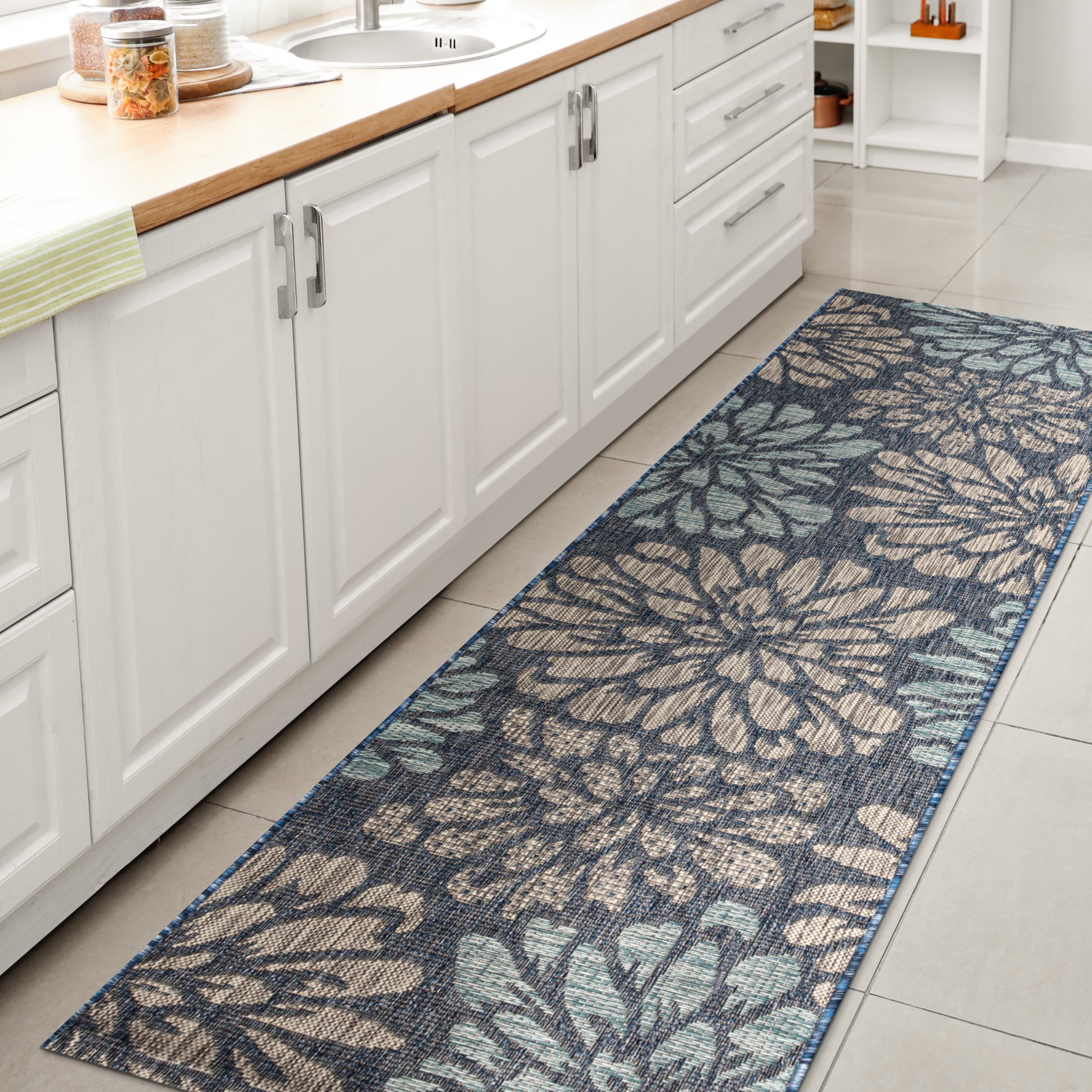 JONATHAN Y Floral Textured Weave Indoor/Outdoor Area Rug