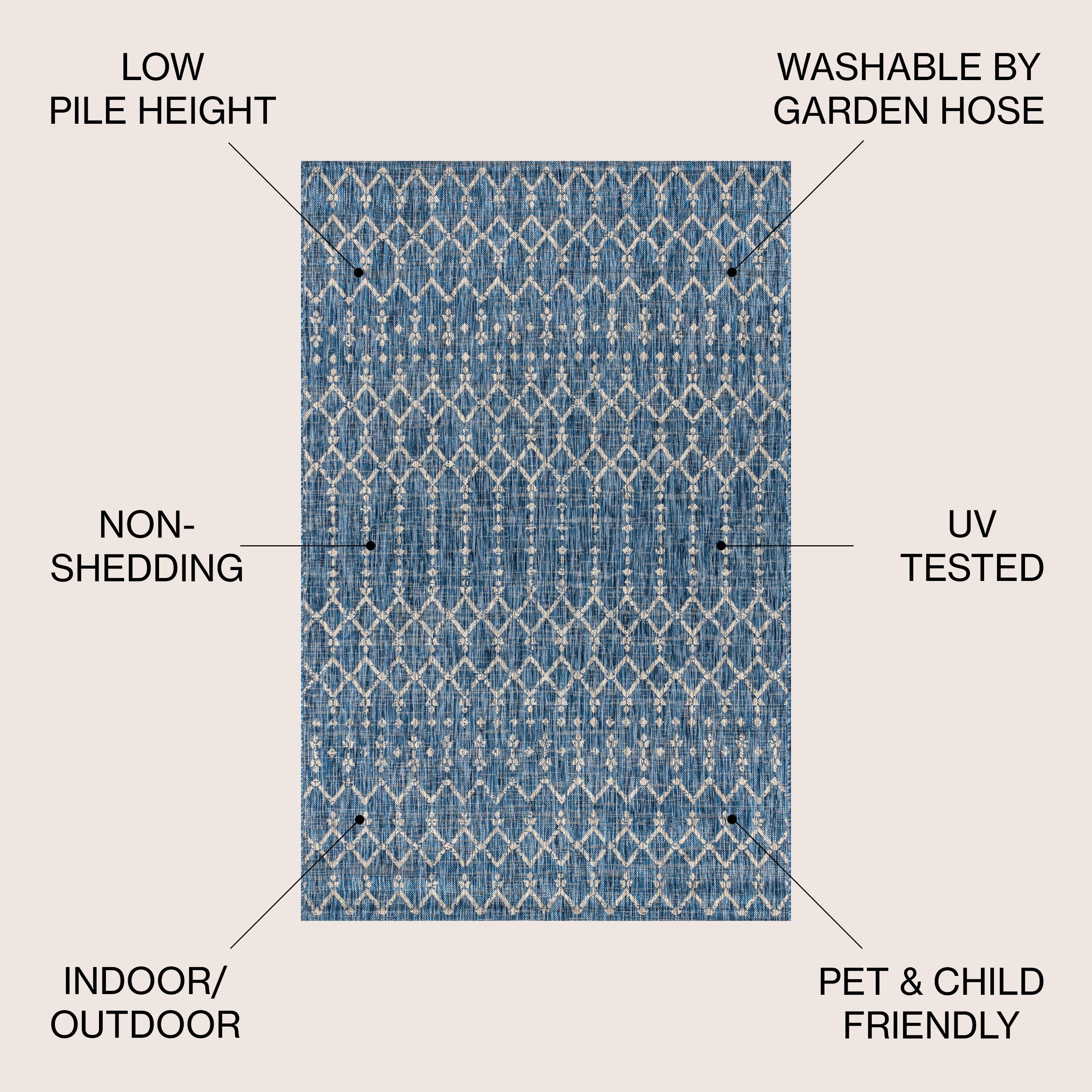 JONATHAN Y Trebol Moroccan Geometric Textured Weave Indoor/Outdoor Area Rug