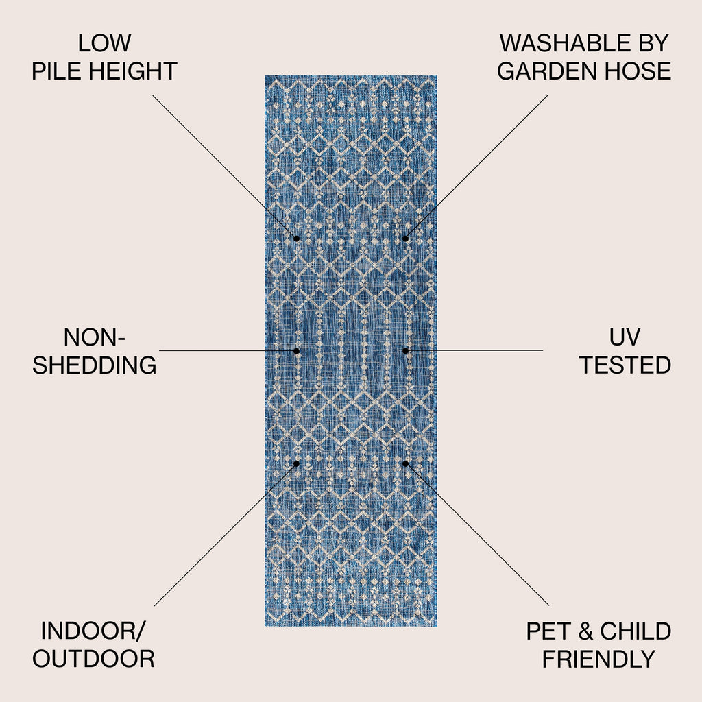 JONATHAN Y Trebol Moroccan Geometric Textured Weave Indoor/Outdoor Area Rug