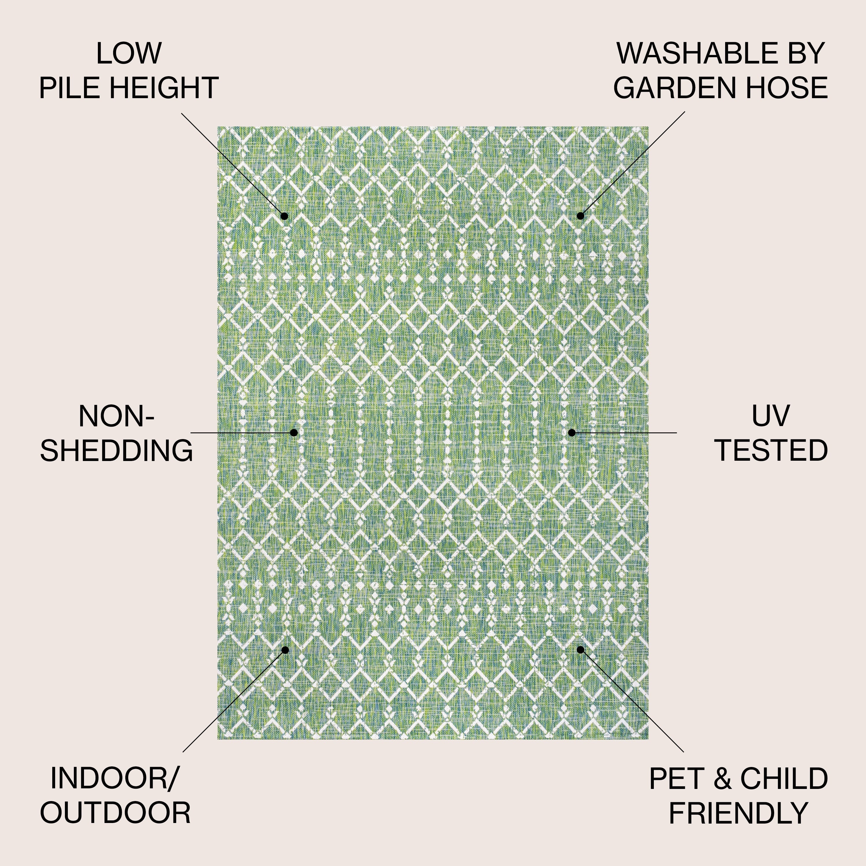 JONATHAN Y Trebol Moroccan Geometric Textured Weave Indoor/Outdoor Area Rug