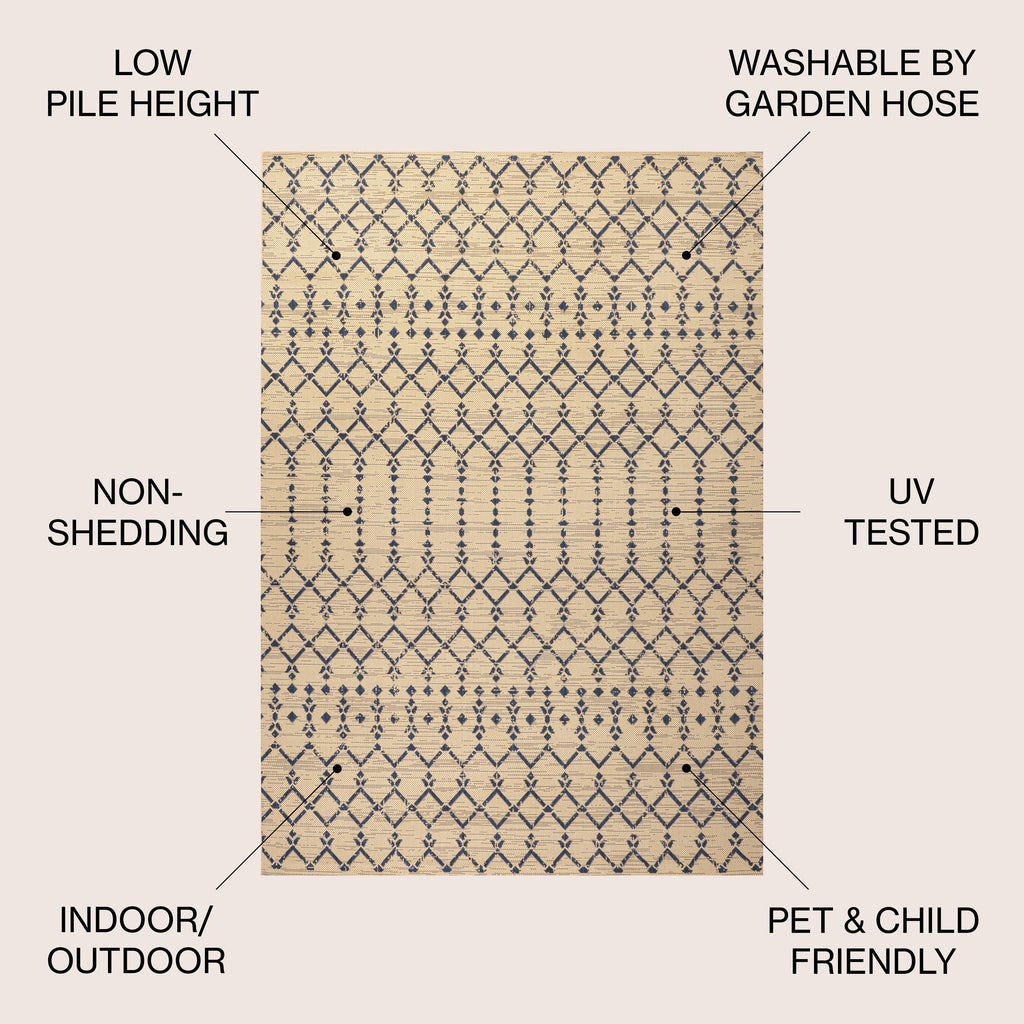 JONATHAN Y Trebol Moroccan Geometric Textured Weave Indoor/Outdoor Area Rug
