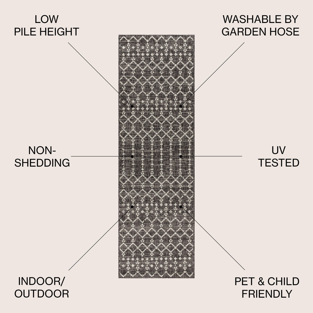 JONATHAN Y Trebol Moroccan Geometric Textured Weave Indoor/Outdoor Area Rug