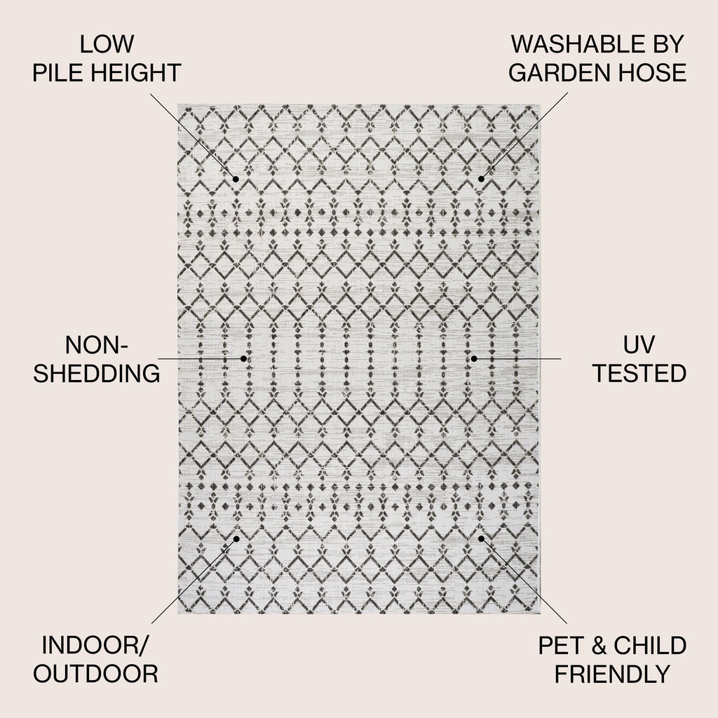 JONATHAN Y Trebol Moroccan Geometric Textured Weave Indoor/Outdoor Area Rug