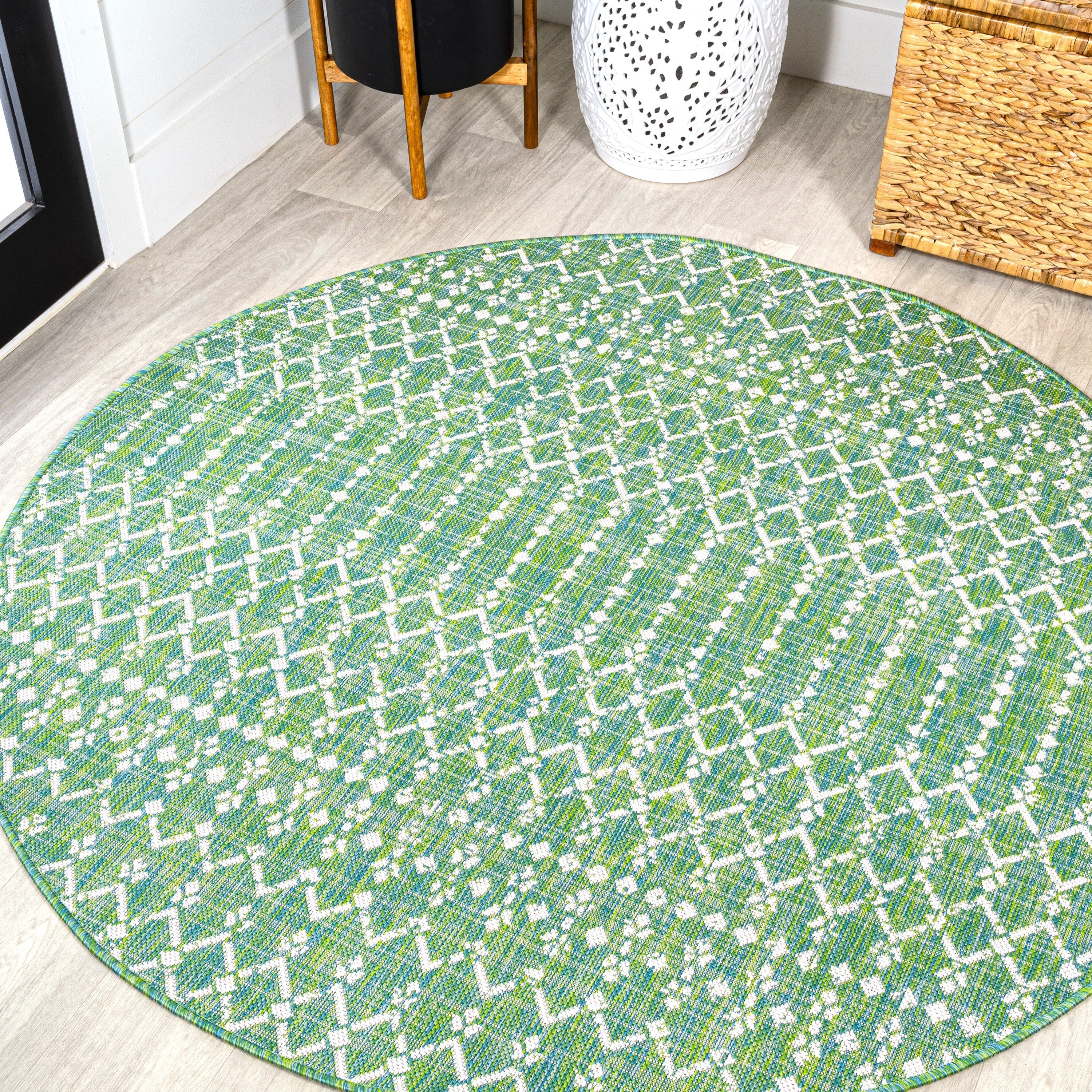 JONATHAN Y Trebol Moroccan Geometric Textured Weave Indoor/Outdoor Area Rug
