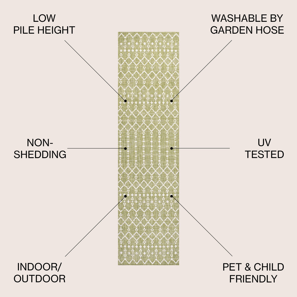 JONATHAN Y Trebol Moroccan Geometric Textured Weave Indoor/Outdoor Area Rug